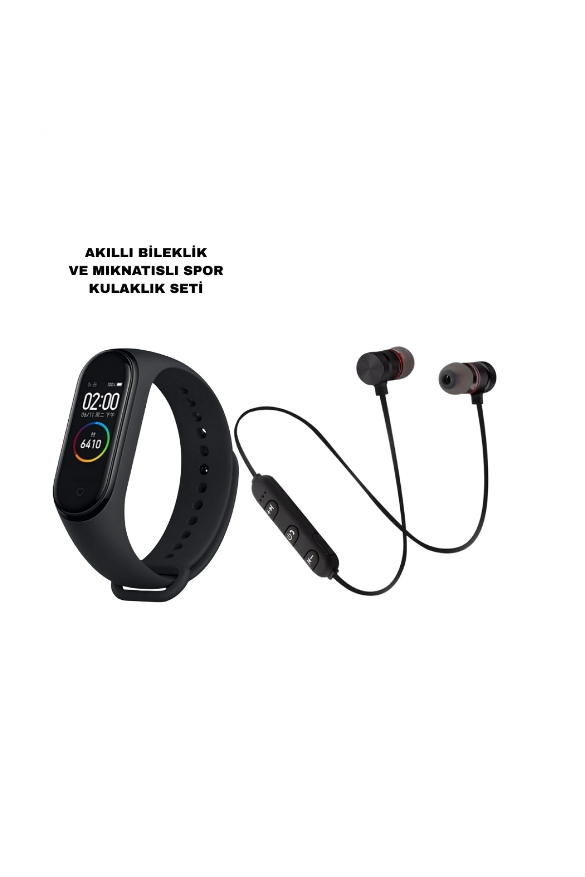 M6 Akıllı Bileklik ve Bluetooth Spor Kulaklık 2’li Set