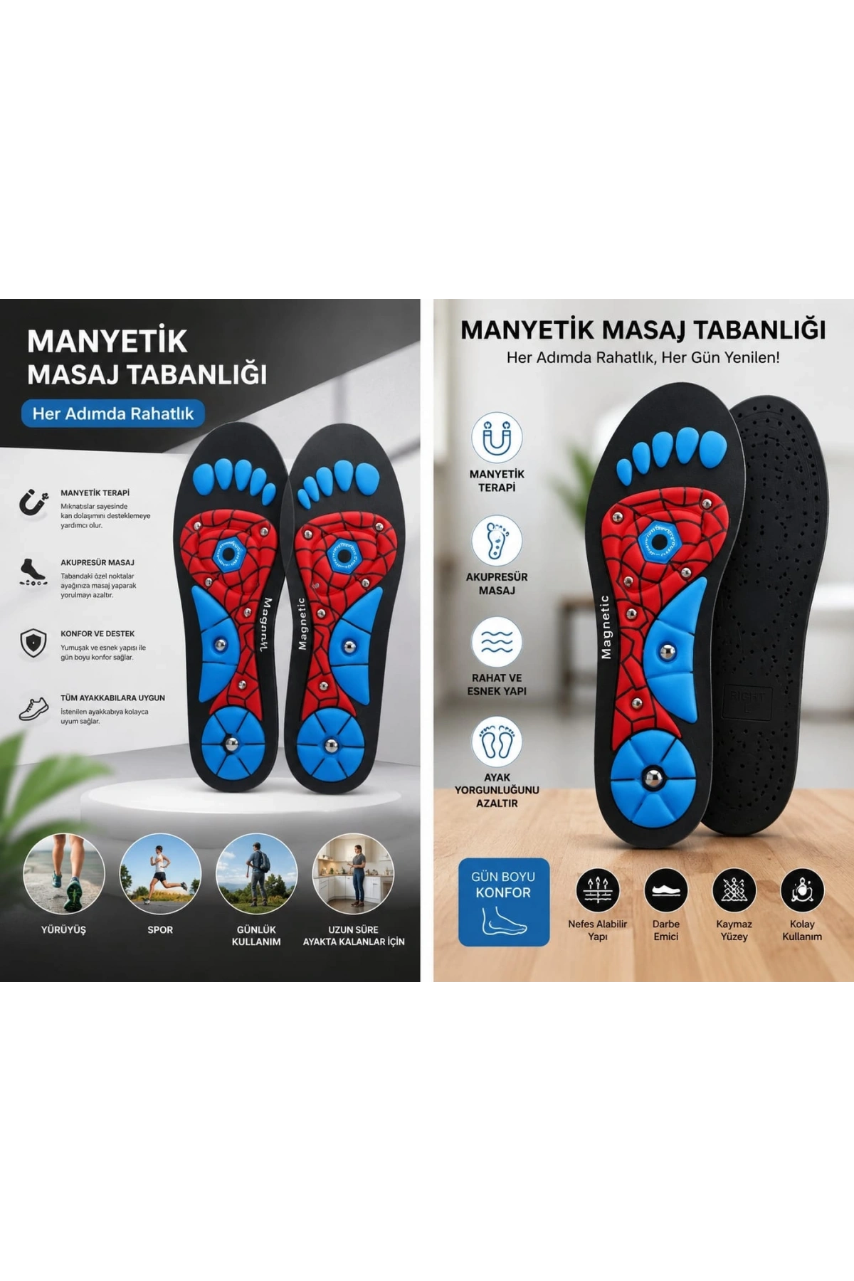 Manyetik Akapunktur Etkili Ayakkabı Tabanı M Beden 40-42 numara (0177)