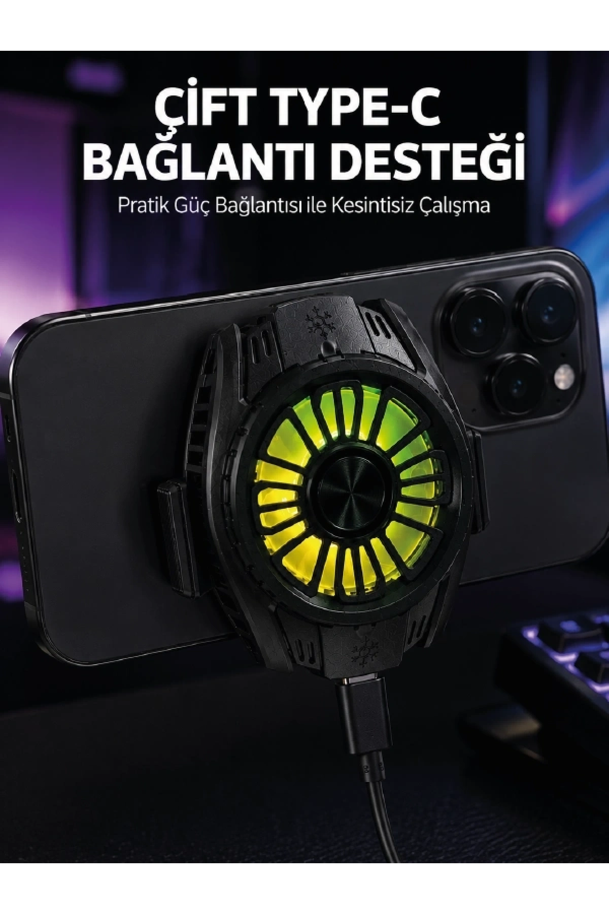 Manyetik Bağlantılı Çift Type-C Girişli Telefon Soğutucu