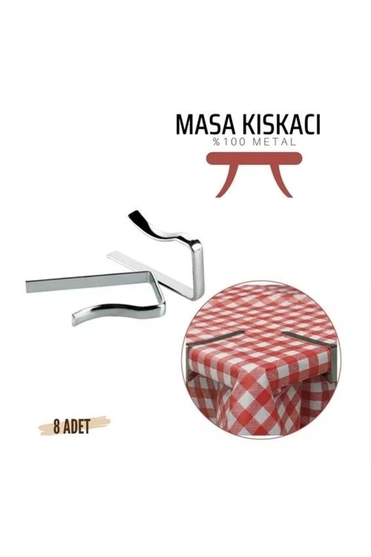 Masa Örtüsü Klipsi - Metal Masa Kelepçesi Masa Örtüsü Sabitleyici  8 Adet