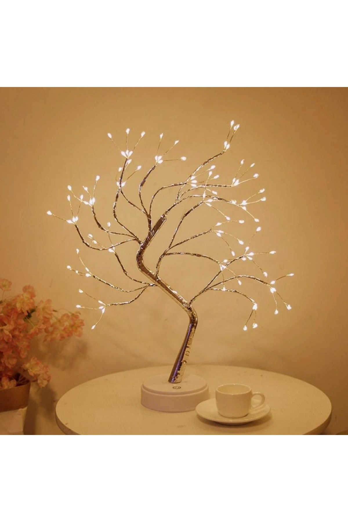Masaüstü Peri Ağaç LED Lamba – Gün Işığı Rengi, 3 Kademeli Işık Ayarlı, Şarjlı Dekoratif Ortam Aydınlatması (5047)