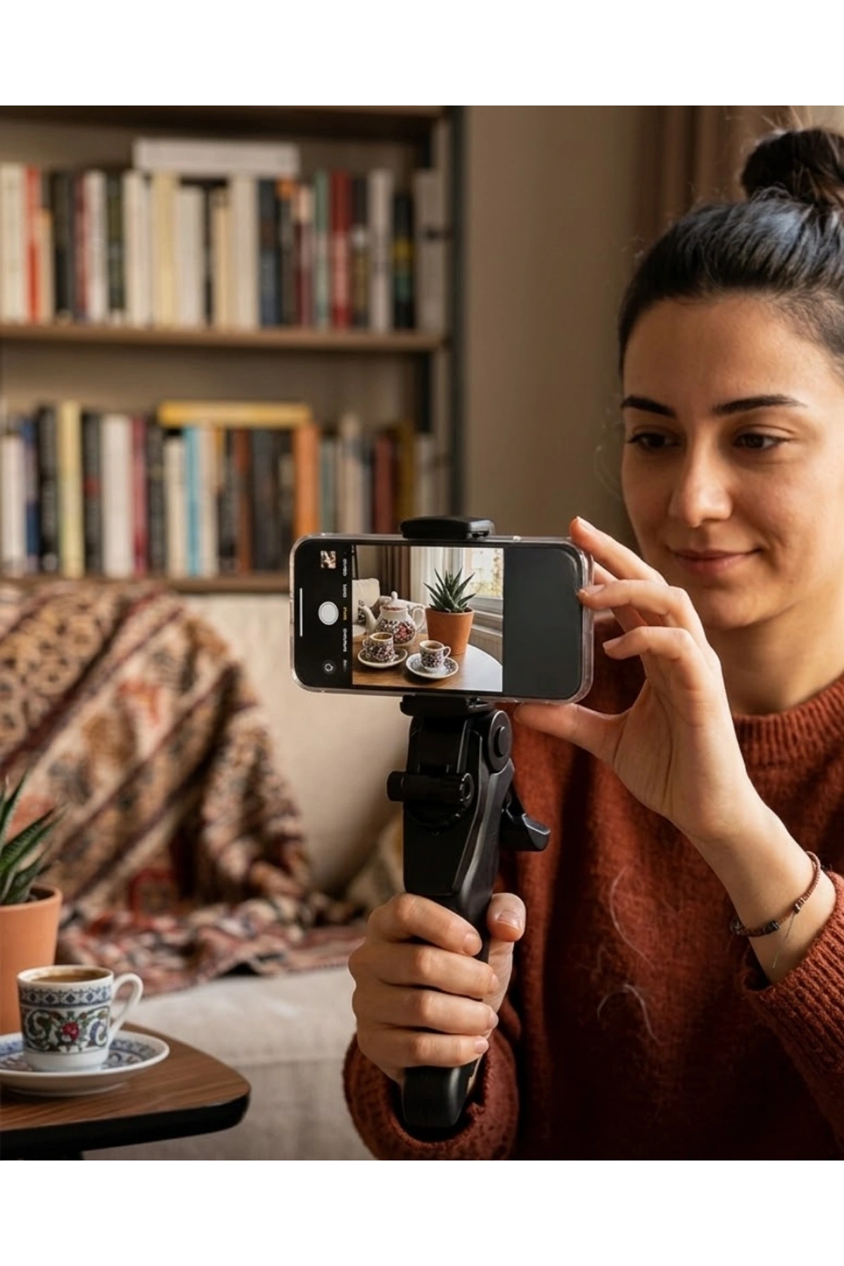 Masaüstü Telefon Tripodu Katlanabilir Telefon Tutucu Video Çekim Standı