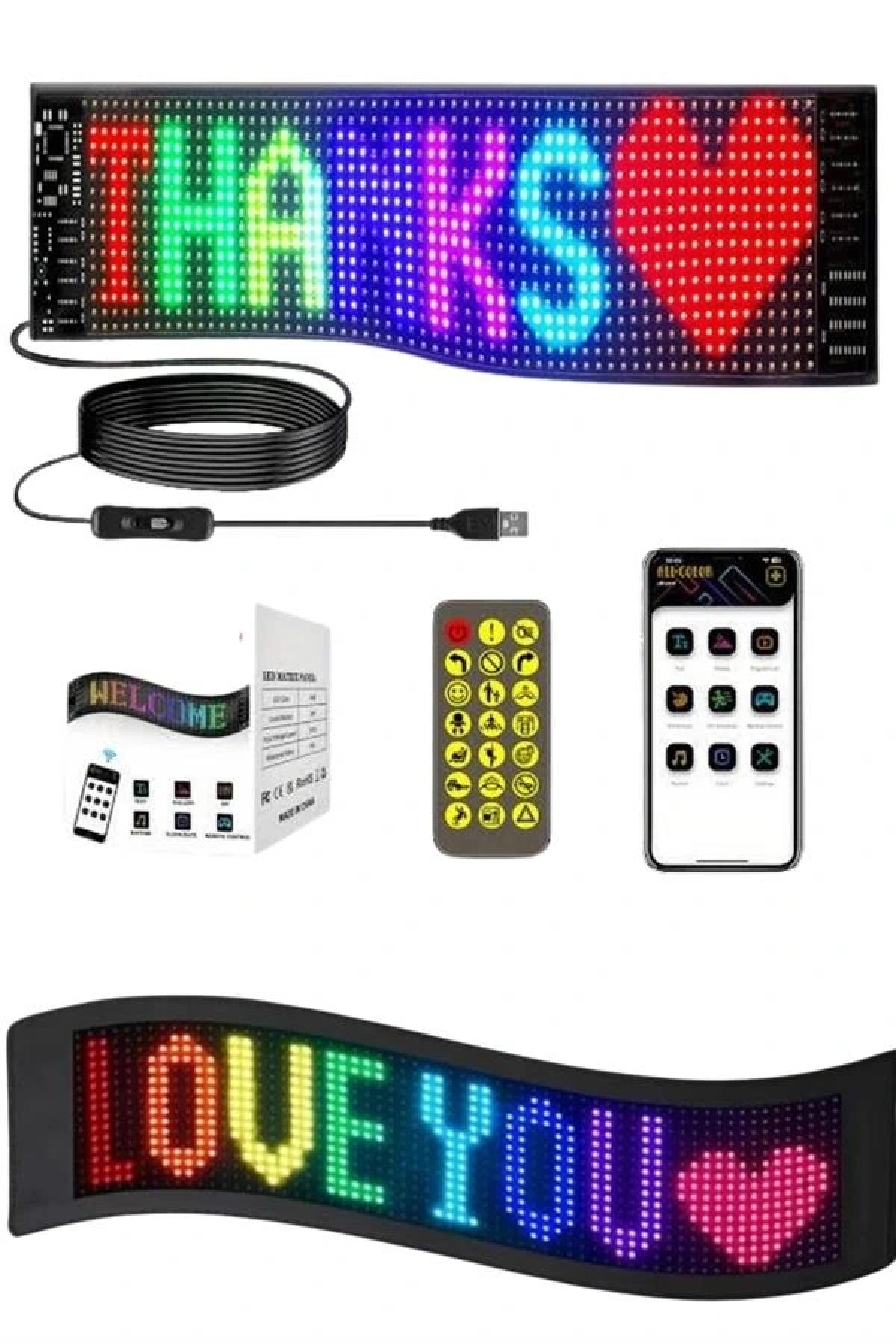 Matrix Led Cama Yapışan Telefon Kontrollü Panel Dijital Ekran Kumandalı