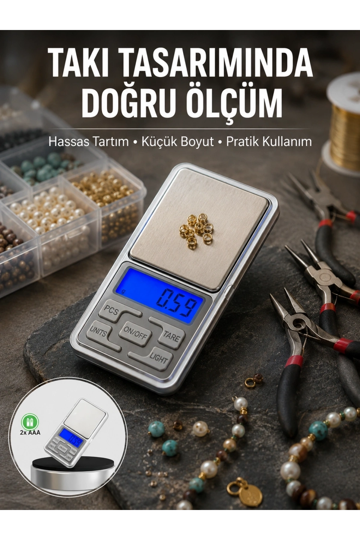 Mavi Işıklı LCD Ekranlı Hassas Tartı Terazisi Yeni Nesil