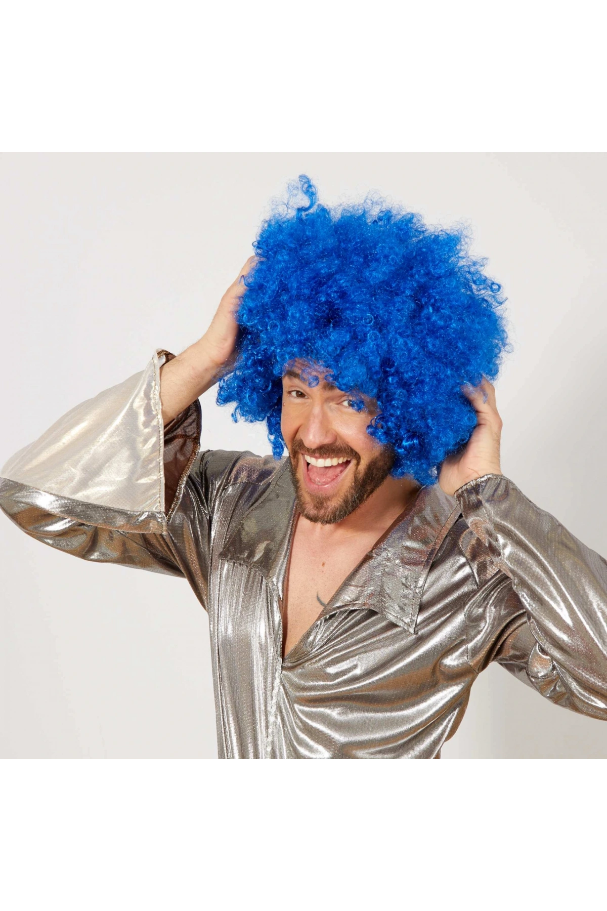 Mavi Renk Kıvırcık Afro Bonus Peruk (5047)