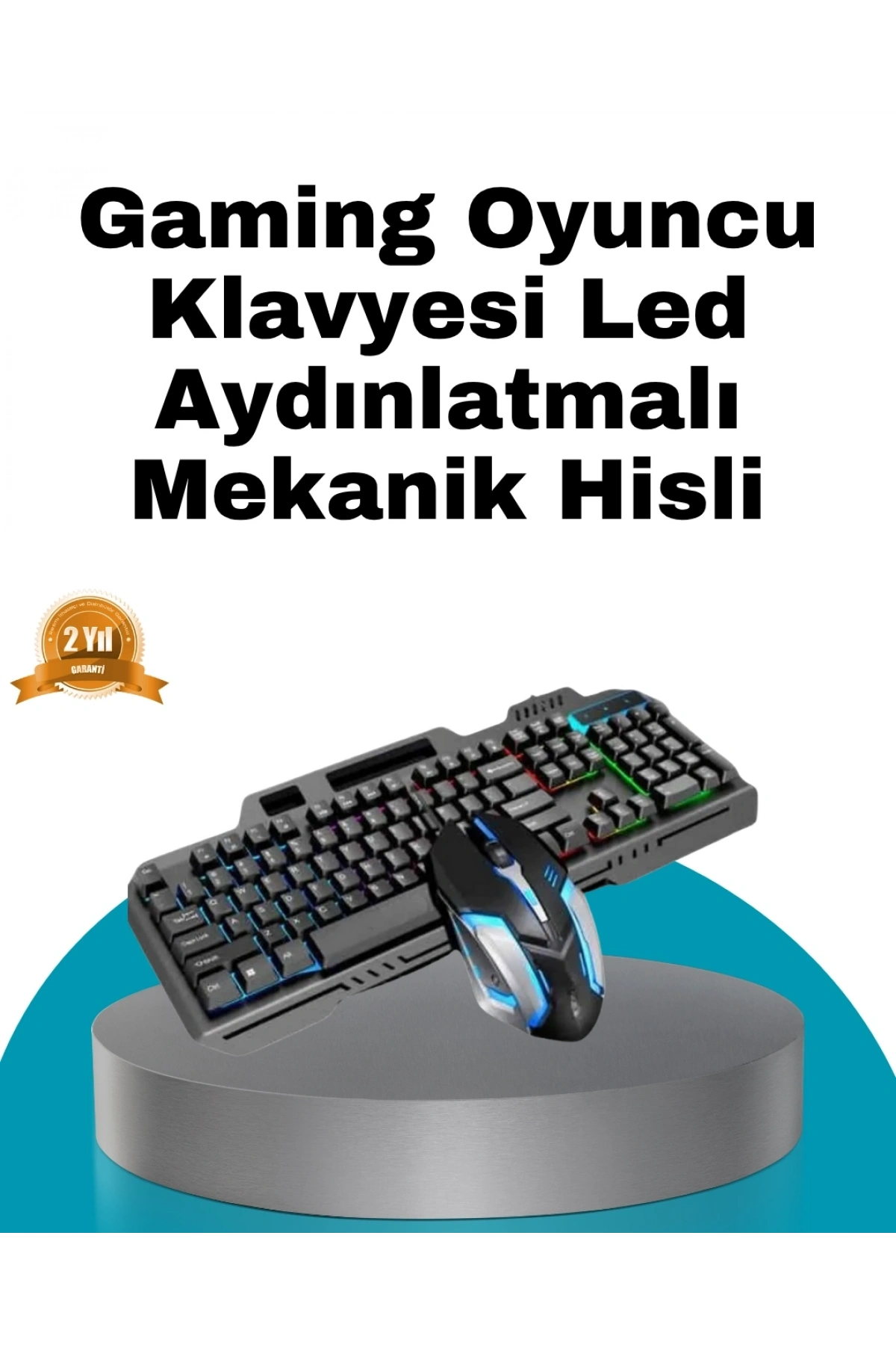 Mekanik Oyuncu Seti – LED Işıklandırma ve Ergonomik Mouse