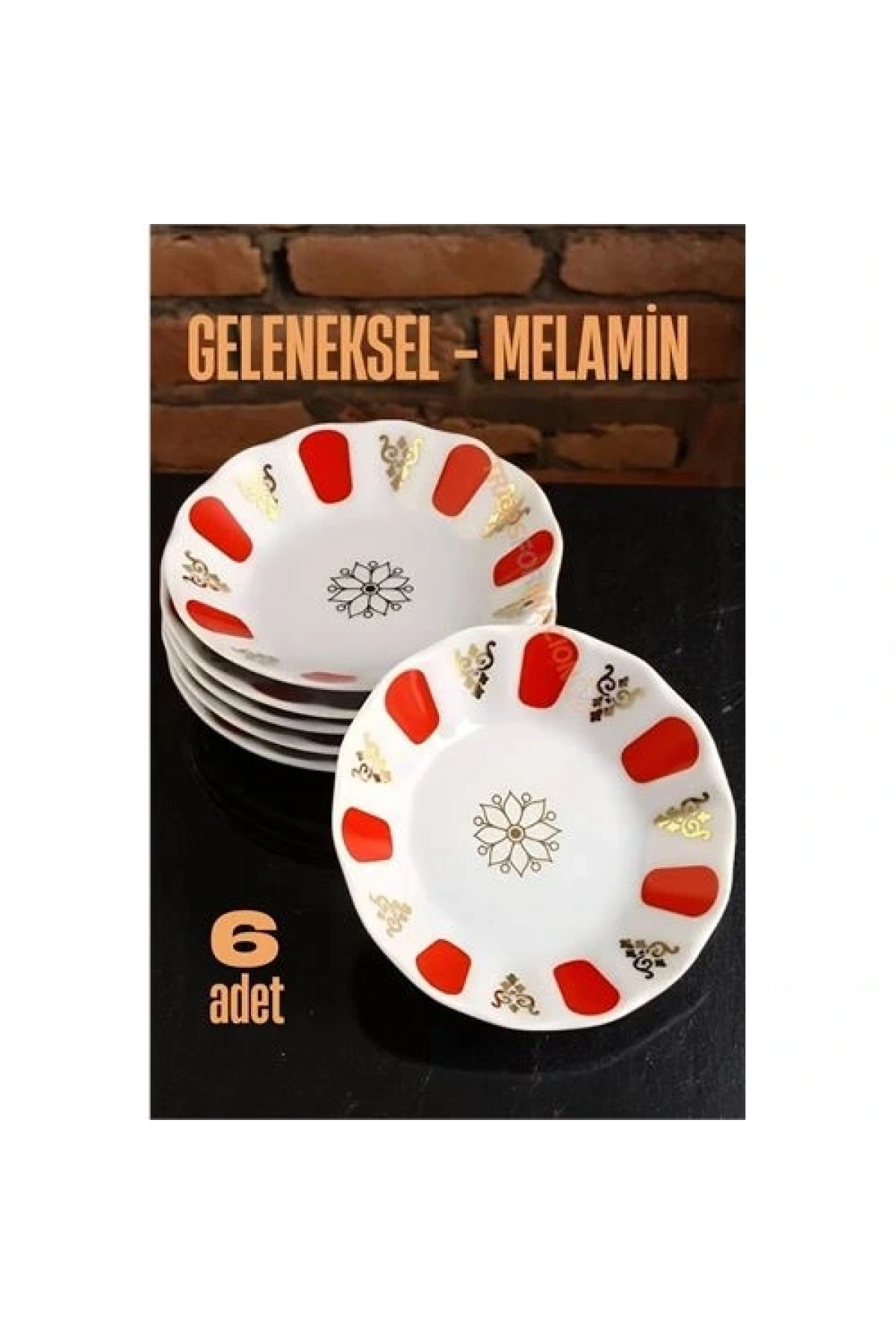 Melamin Çay Tabağı 6 Adet Geleneksel Türk Çay Bardağı Altlığı