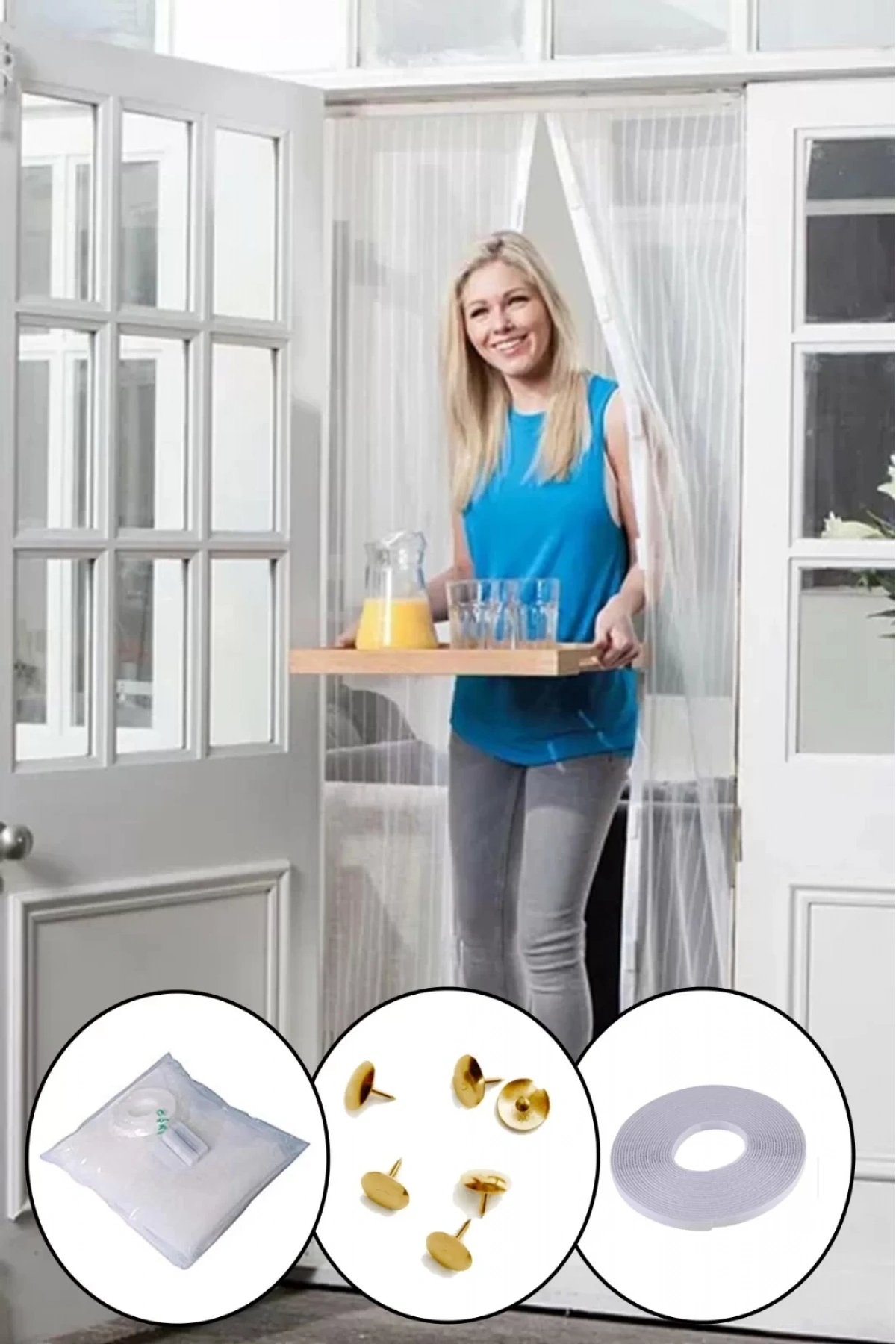 Mıknatıslı Kapı Sinekliği Tül Perde 105 x 210 cm (5047)