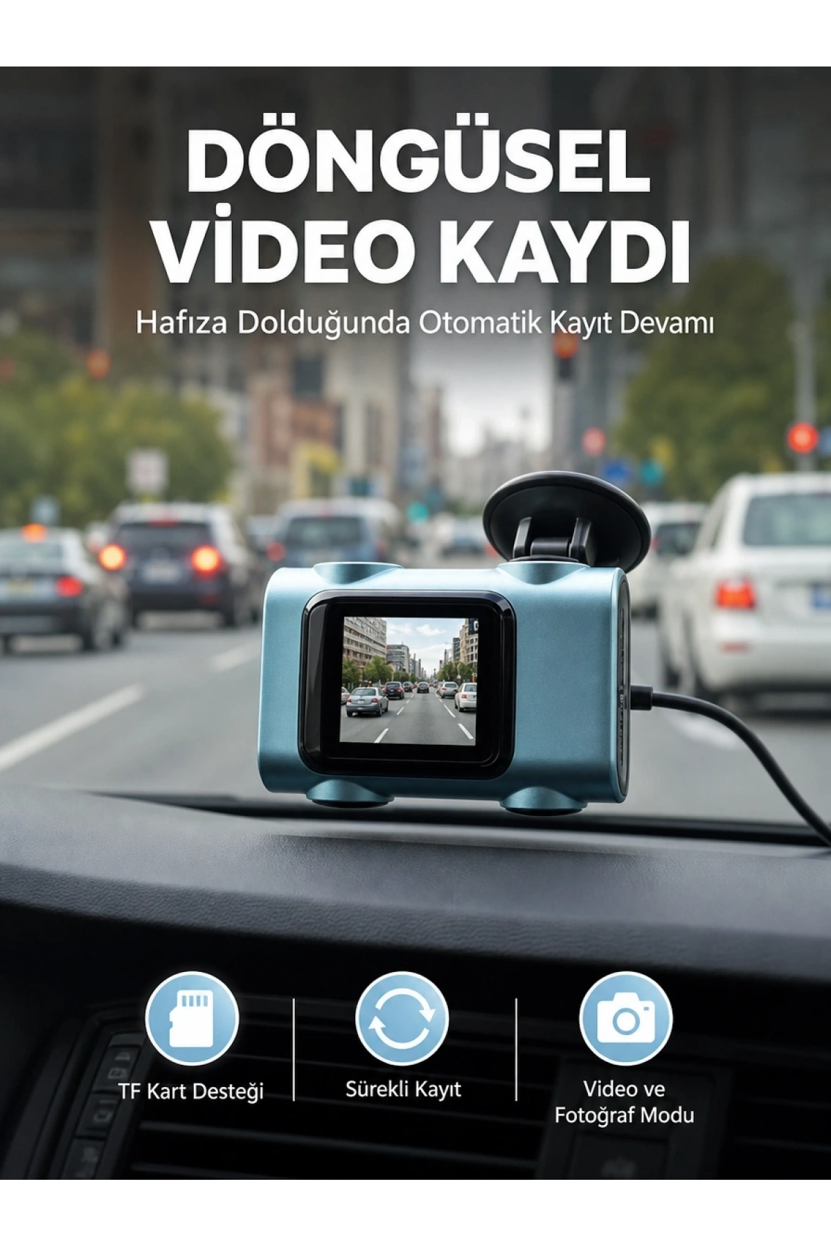Mini Araç İçi Kamera Sürekli Kayıt Geniş Açılı Yeni Nesil