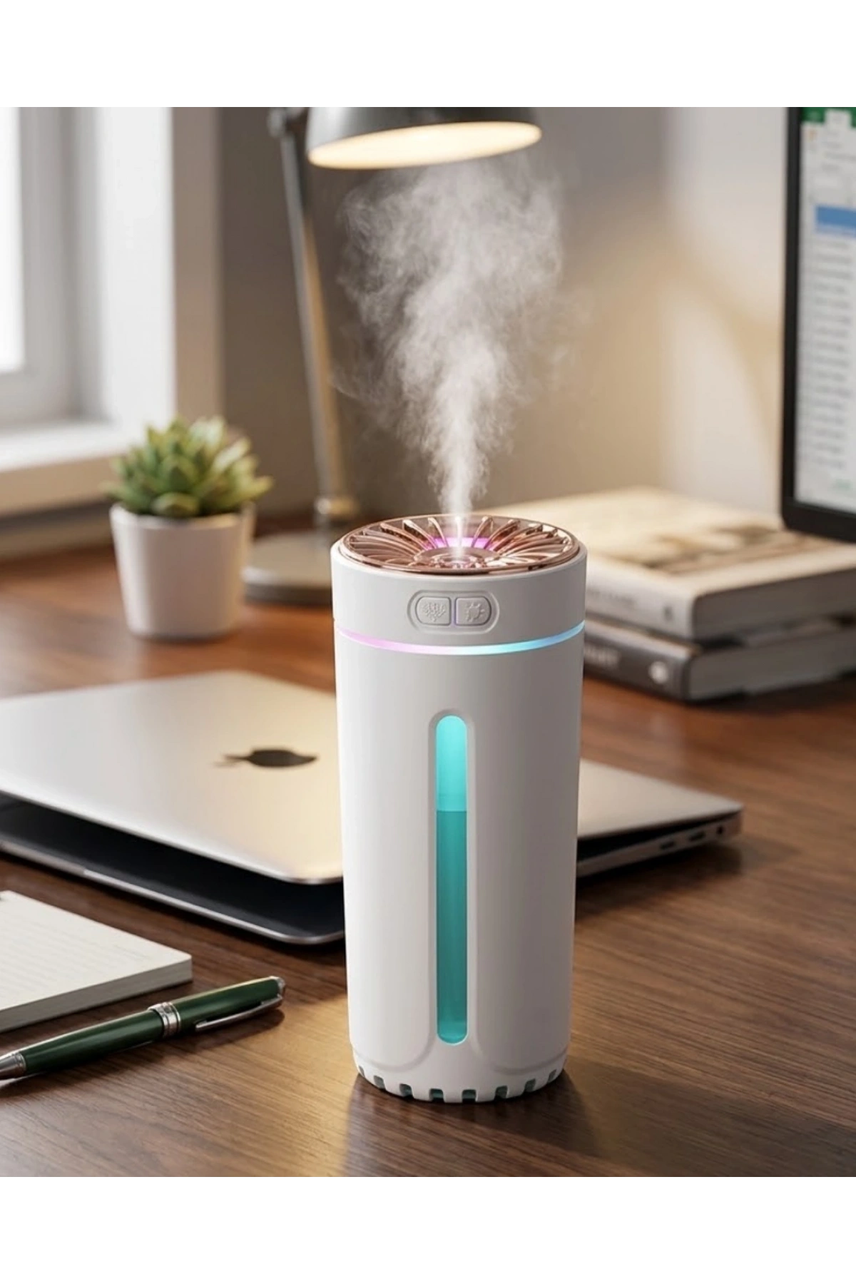 Mini Araç Nemlendirici 5 Esans Hediyeli USB Işıklı Koku Difüzörü