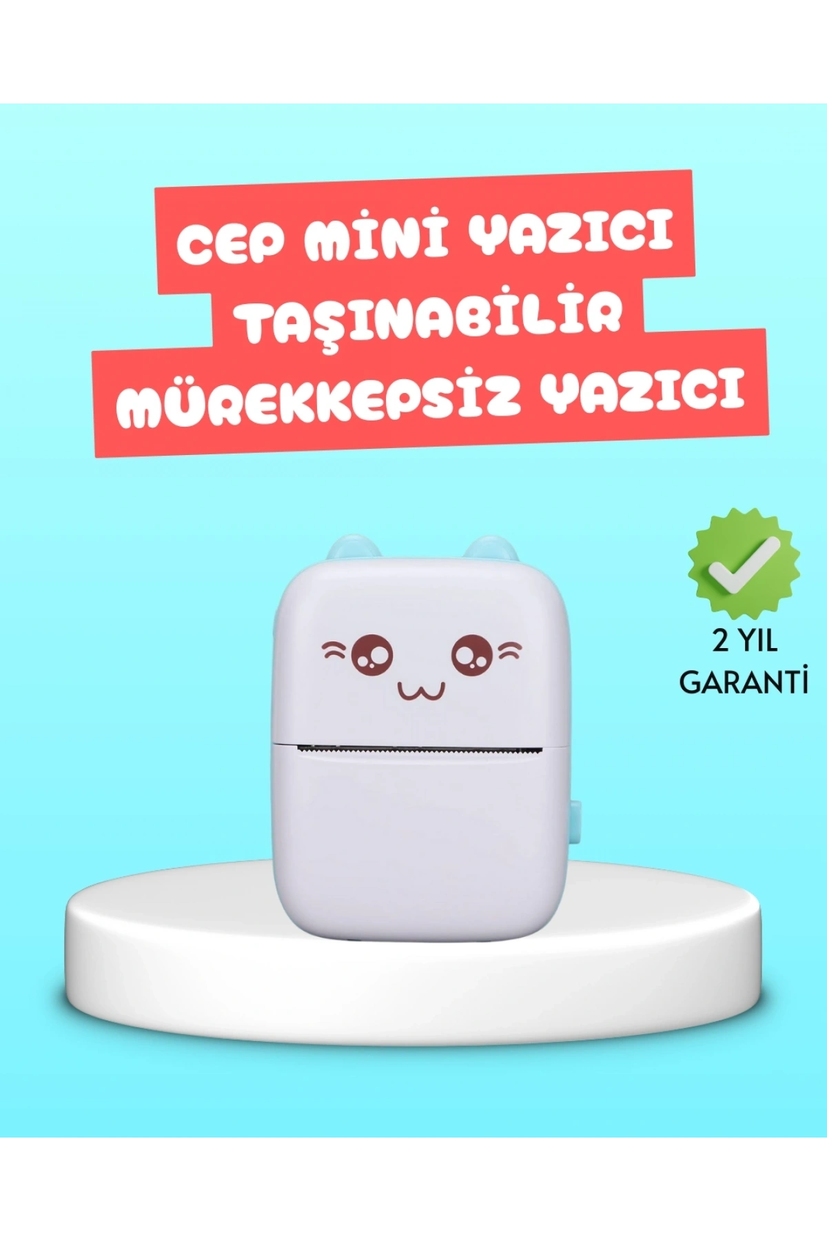 Mini Termal Yazıcı Kablosuz Taşınabilir Bluetooth Bağlantılı 200 DPI