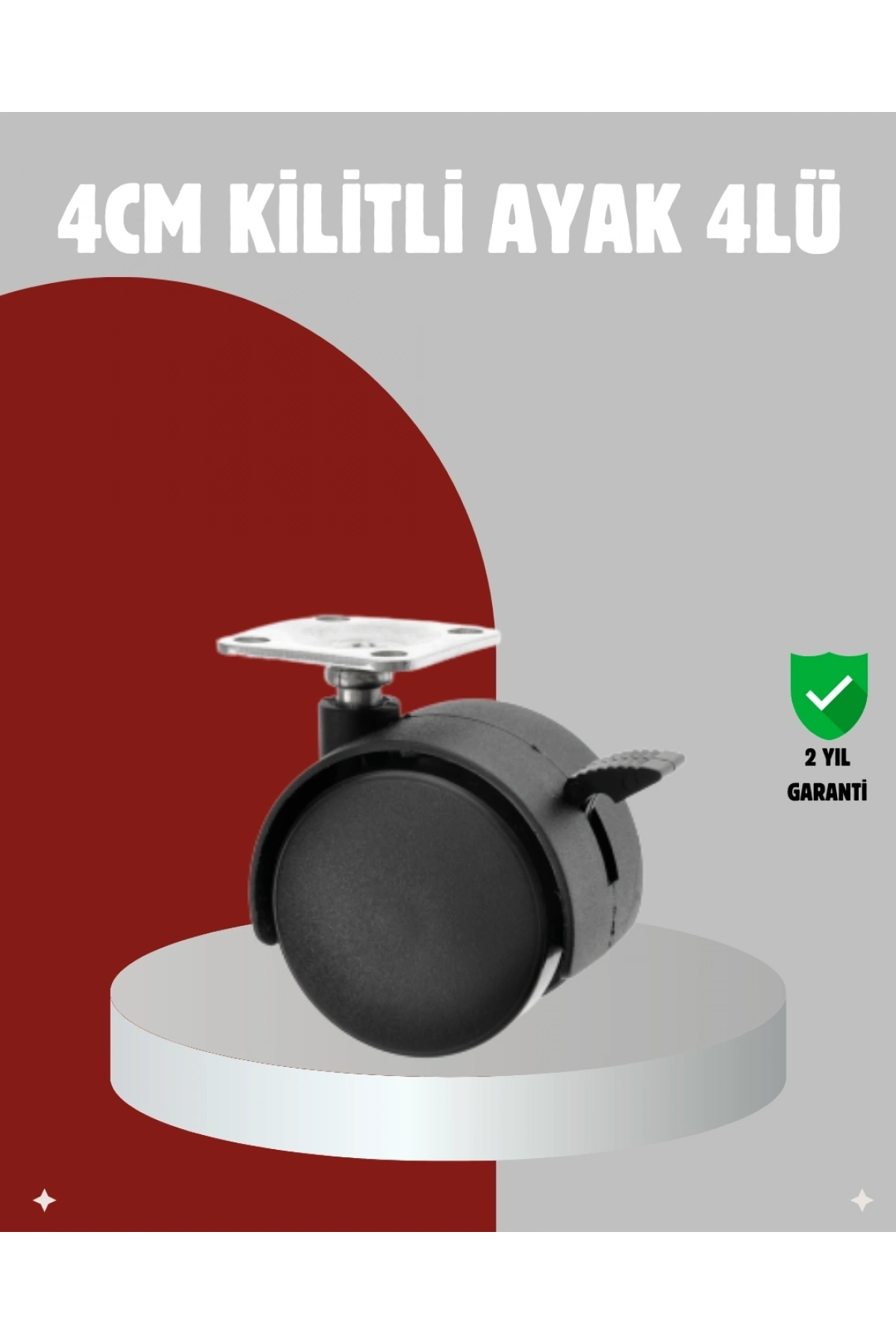 Mobilya İçin Kilitli 4 cm Tekerlek Ayak Seti