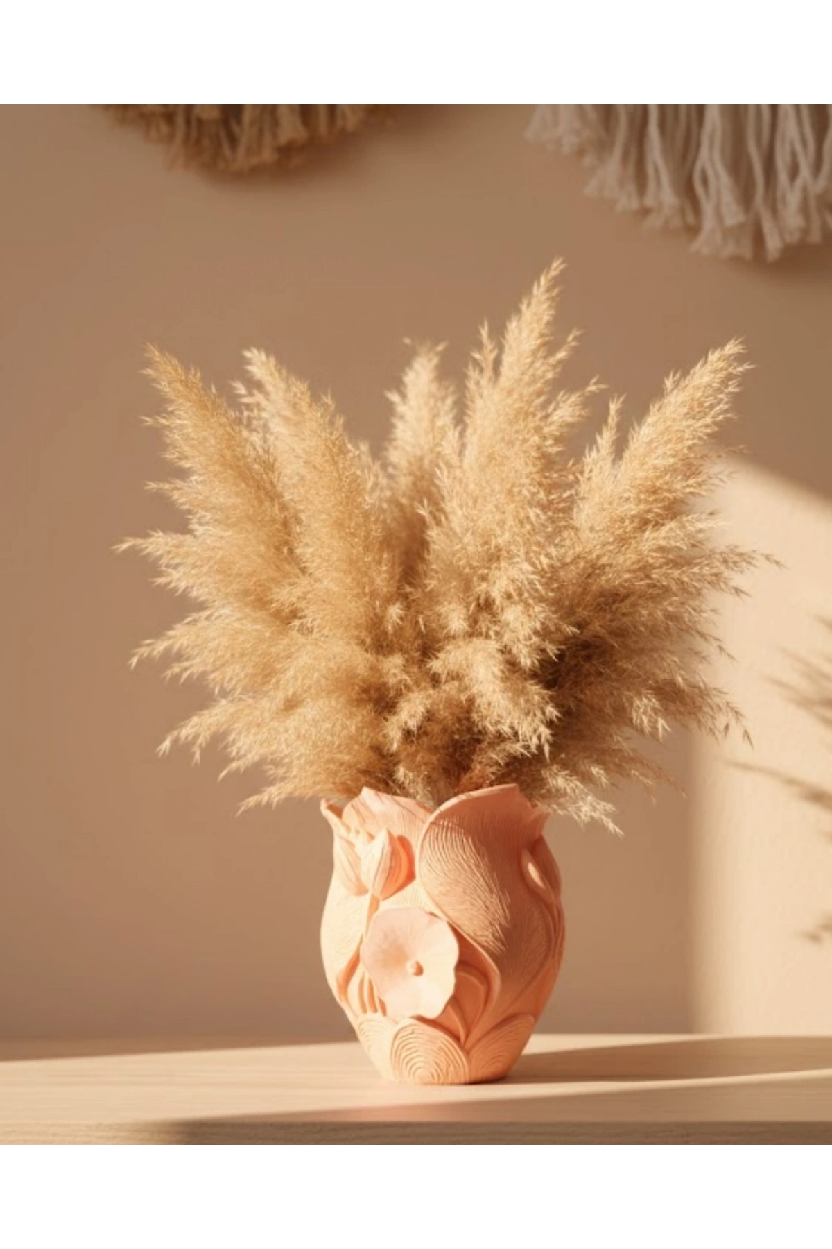 Modern 3D Turuncu Çiçek Vazo Masaüstü Salon Dekoru