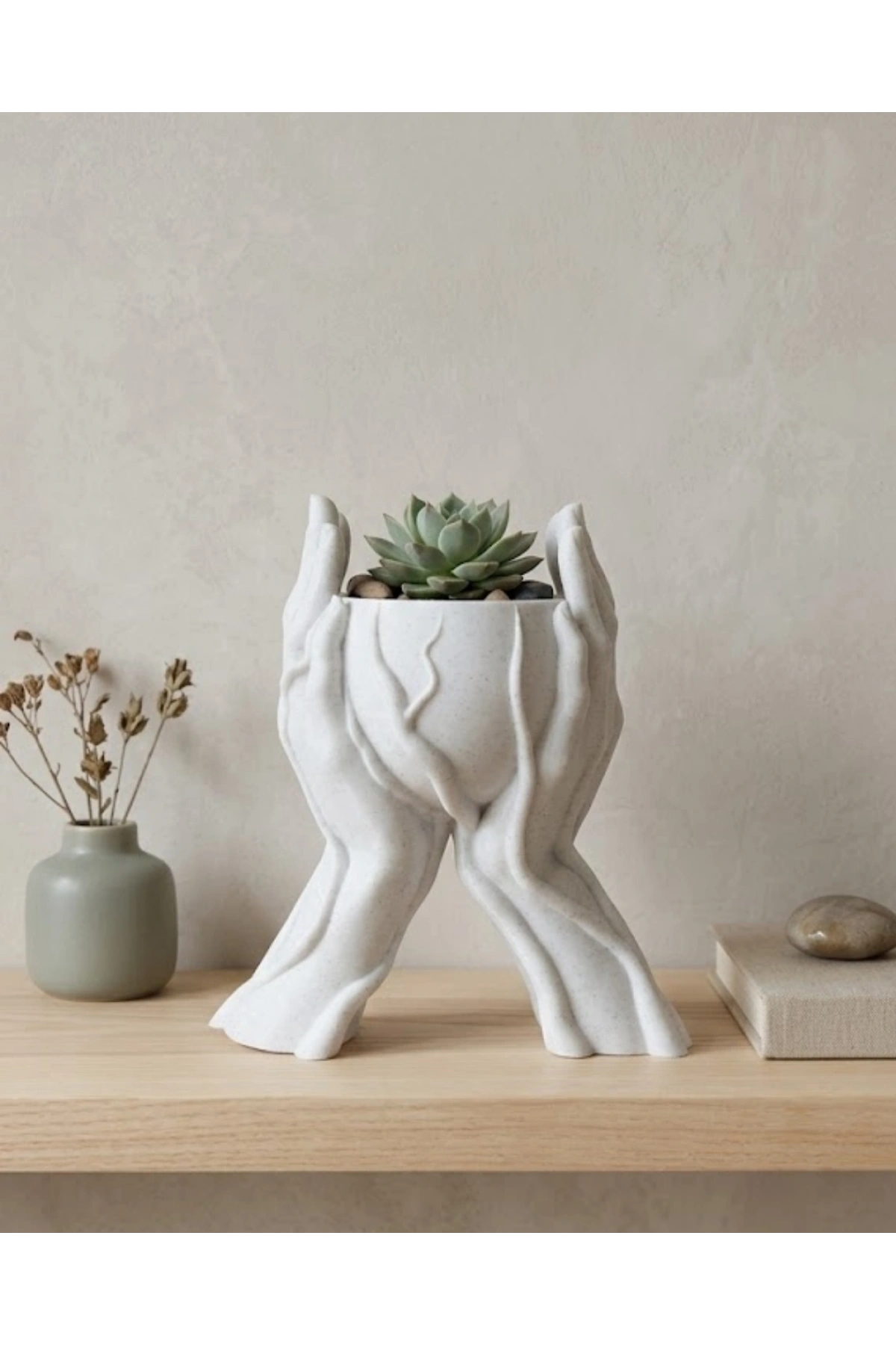 Modern Ev Dekoru İçin El Şeklinde 3D Baskı Dekoratif Saksı Vazo
