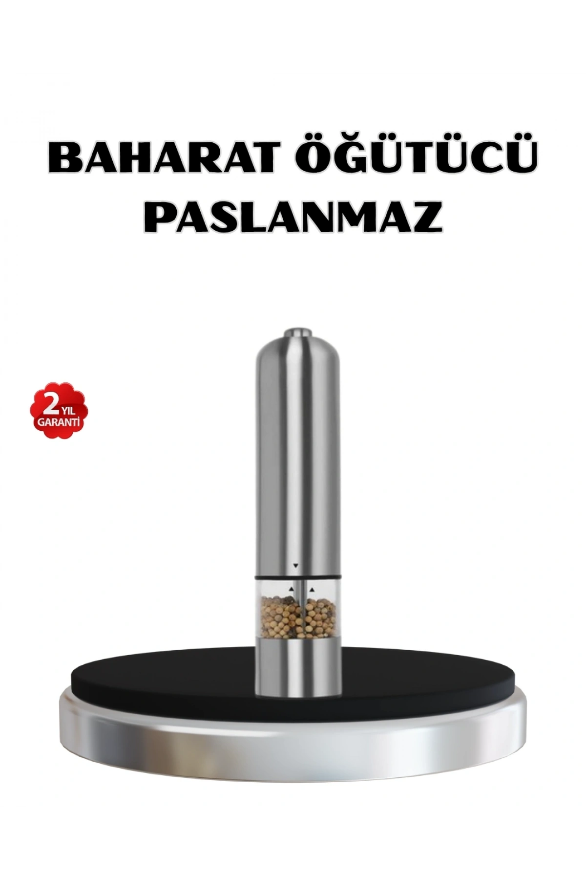 Modern Otomatik Baharat Öğütücü Seti – Pilli, Paslanmaz Çelik, LED Aydınlatmalı
