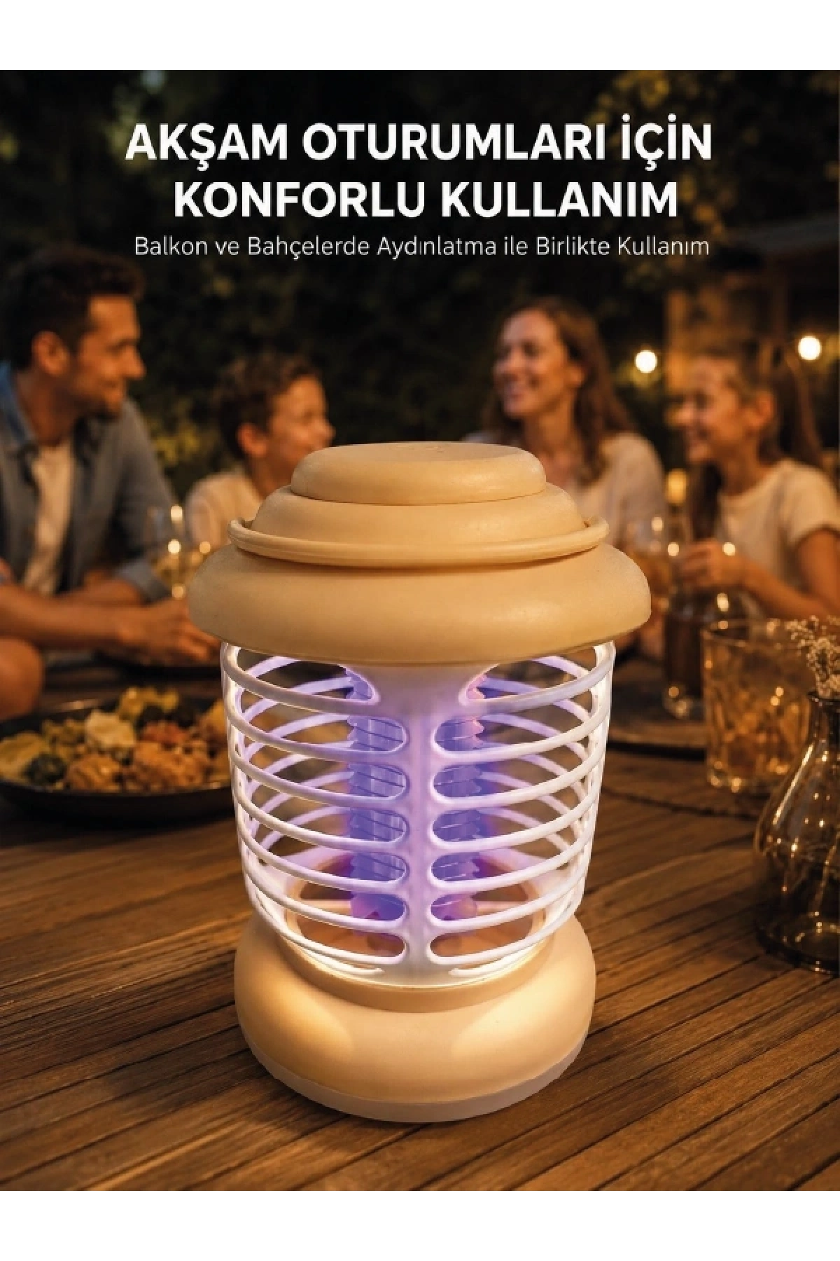 Mor Işık Destekli Kamp ve Bahçe Sinek Kovucu Lamba