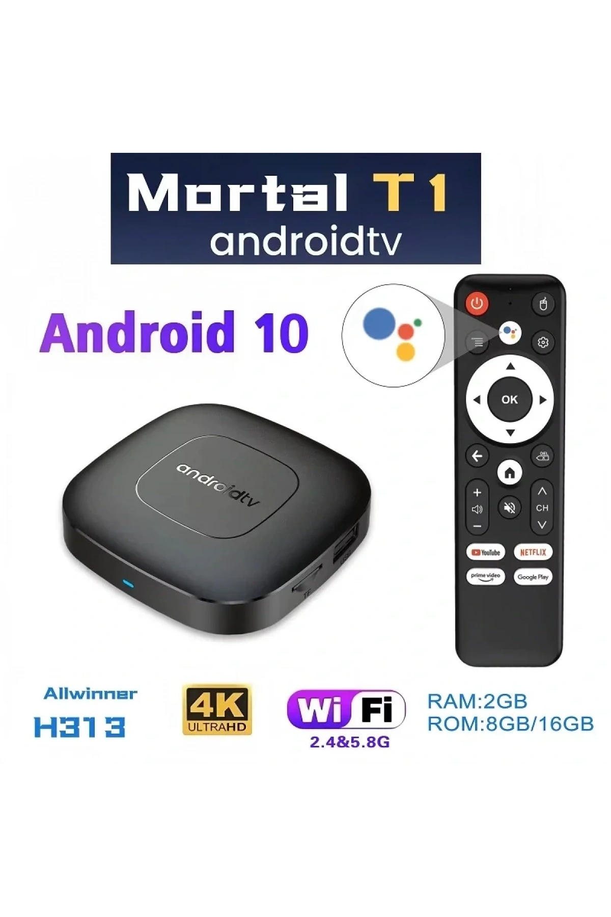 Mortal T1.Android Tv Box 2gb Ram -16 gb Hafıza Android 12 Tvbox (5047)