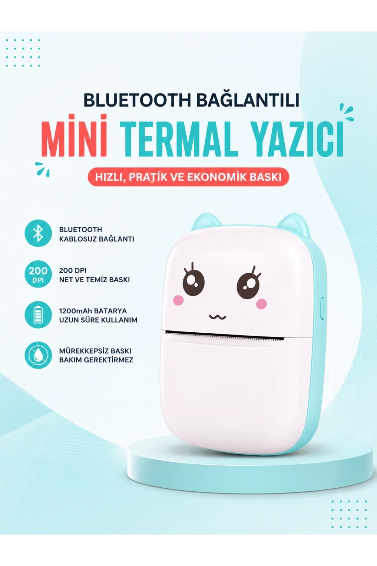 Mürekkepsiz Baskı Teknolojili Bluetooth Cep Yazıcısı