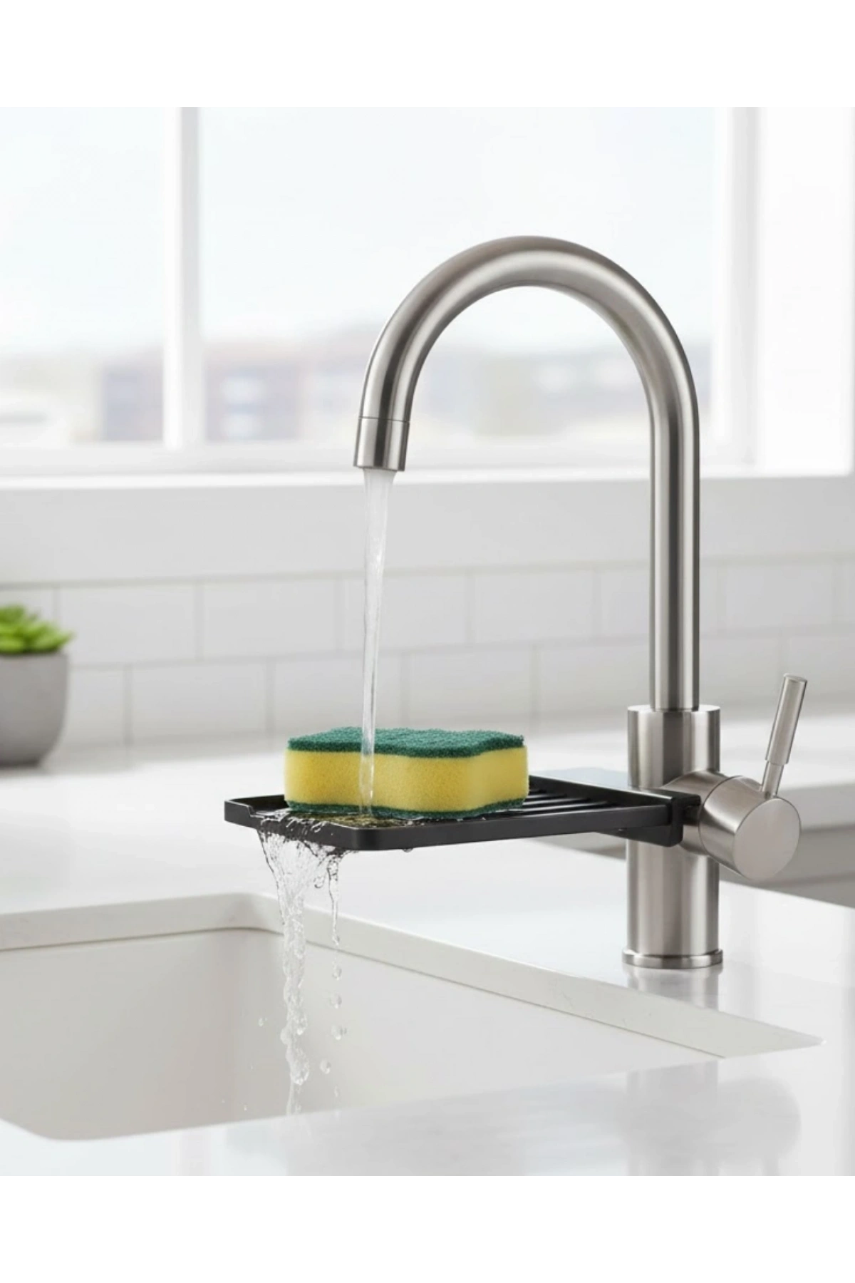 Musluğa Monte Süngerlik Damlama Özellikli Mutfak Organizatörü