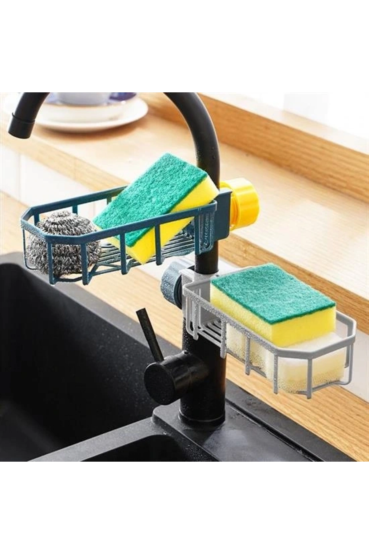Musluk Kenarı Plastik Süngerlik Sabunluk Mutfak Düzenleyici Sünger Sabun Mutfak Organizeri (5047)