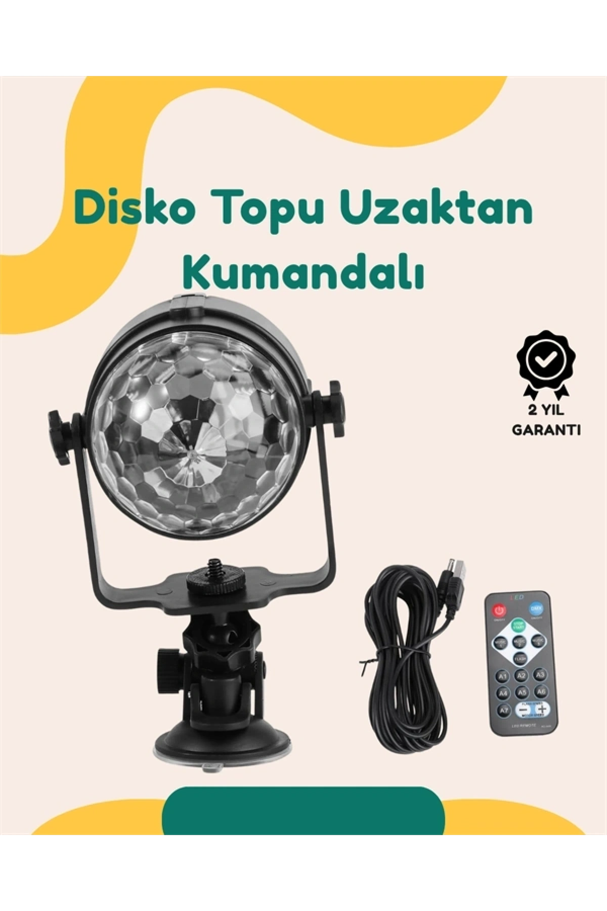 Müzik Ritmine Uyumlu 7 Modlu Renkli Disko Topu Işığı