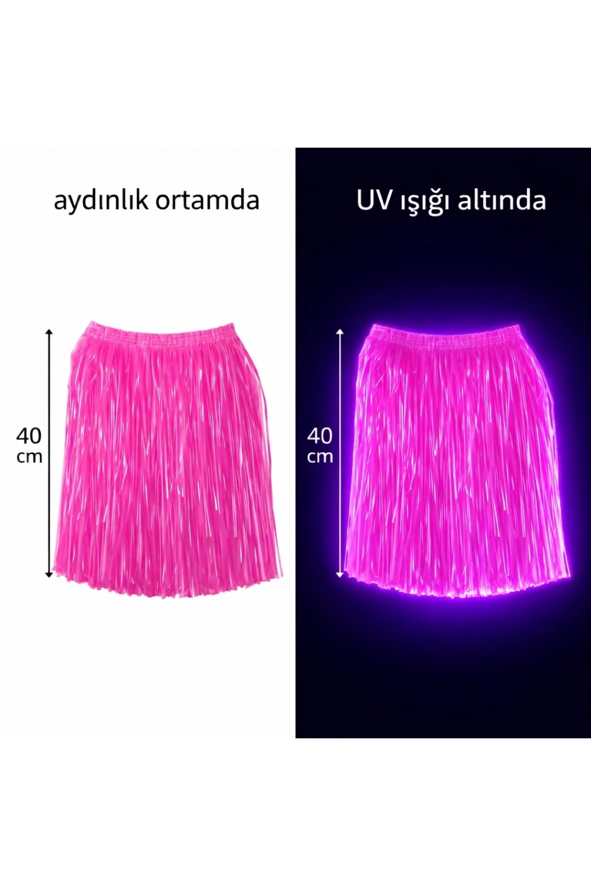 Neon Pembe Hawaii Parti Eteği 40 cm (5047)