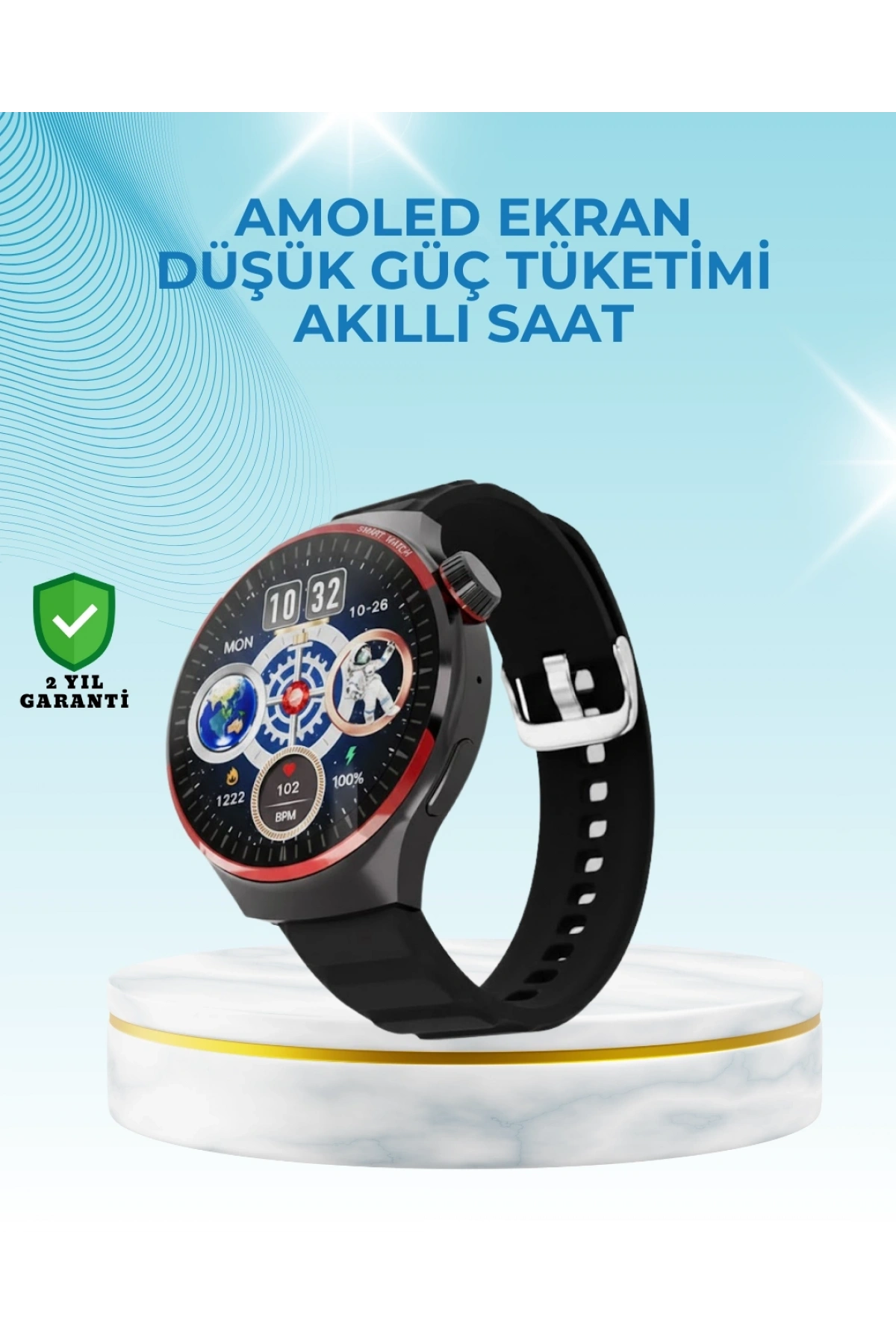 NFC Destekli Akıllı Saat AMOLED Ekranlı Şık Tasarım