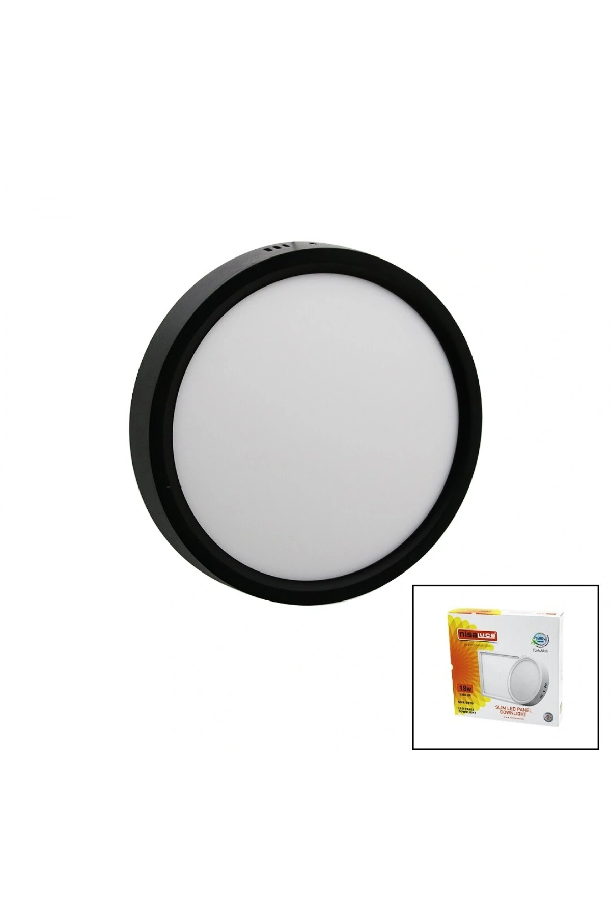 NİSALUCE EPL-18SÜ 18W SİYAH METAL KASA SIVA ÜSTÜ YUVARLAK LED SLİM PANEL 1260LM BEYAZ=6500K 30.000 SAAT ÖMÜR (5047)