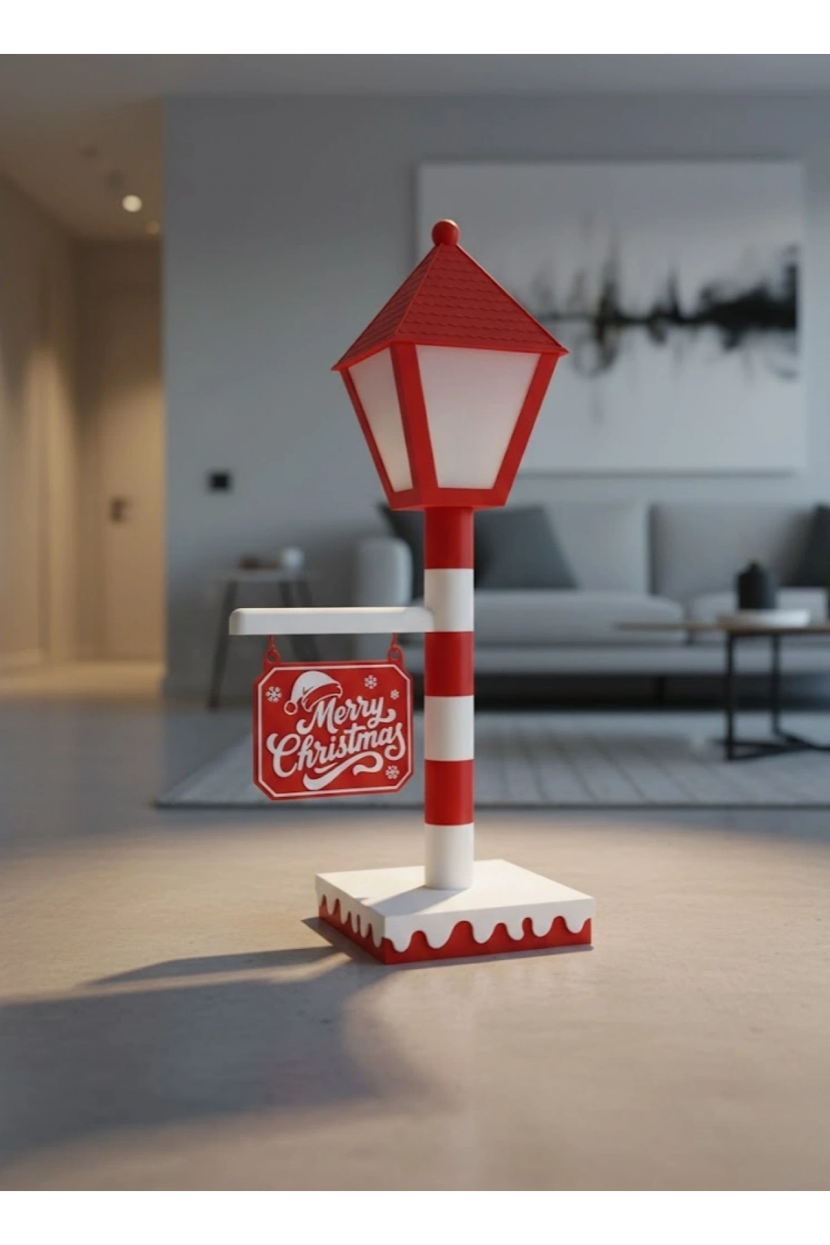 Noel Temalı Tabelalı Lamba Dekoratif Aydınlatma Yılbaşı Süsü