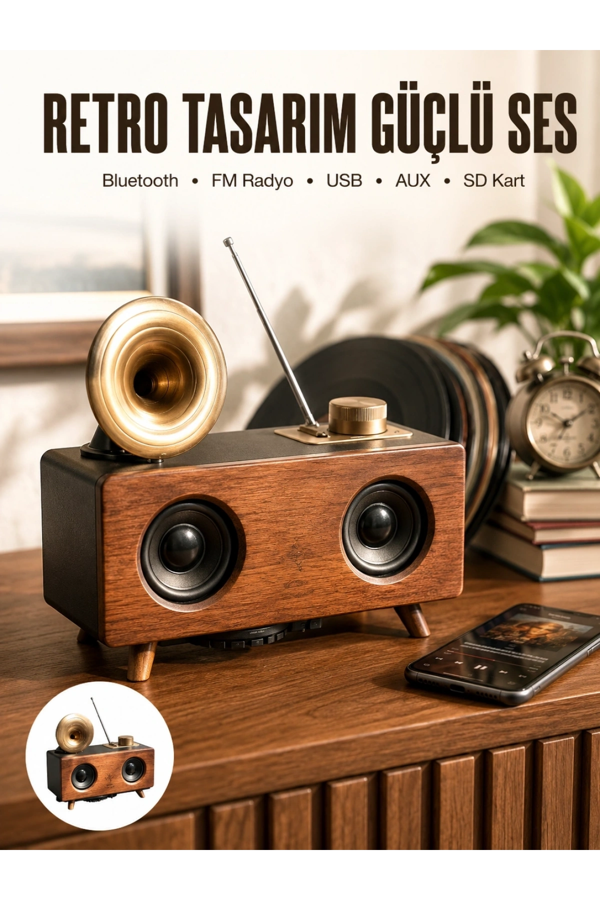 Nostaljik Görünümlü Bluetooth Bağlantılı Speaker