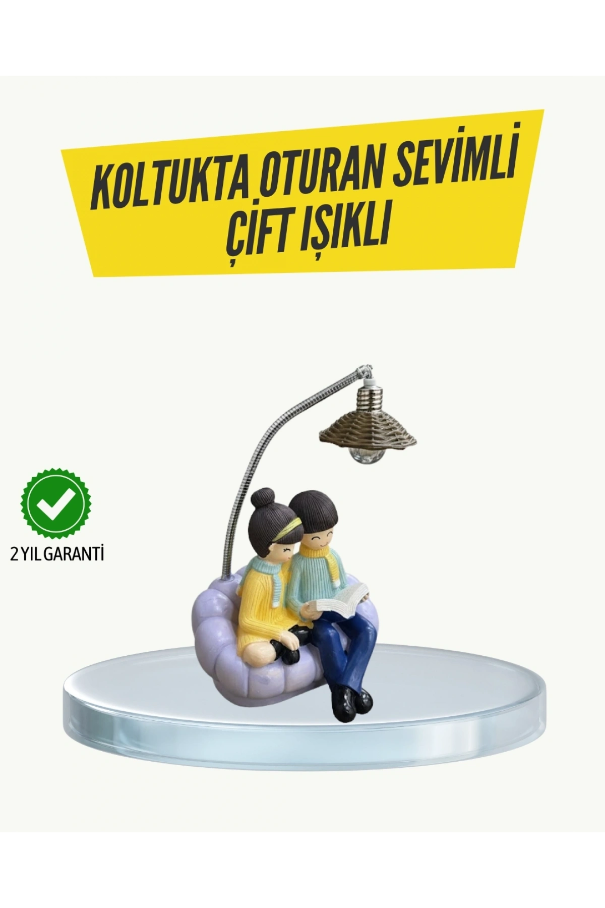Okuyan Çift Figürlü Dekoratif Gece Lambası Hediye Seçeneği