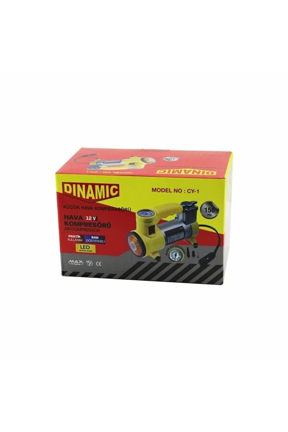 OTO - ARAÇ HAVA KOMPRESÖRÜ KAMYON - OTOBÜS - DC/12V-13.5V - 15Amp - 150PSI - BAR GÖSTERGE - LED AYDINLATMA CY-1  (5047)
