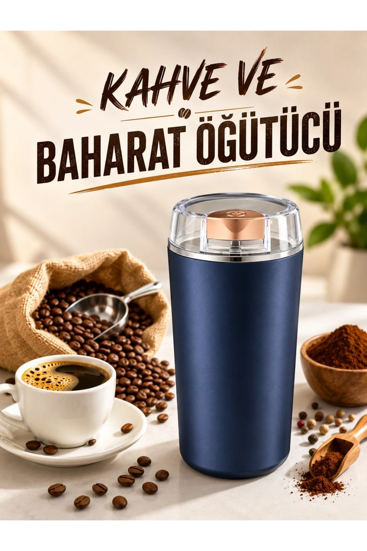 Otomatik Kahve ve Baharat Öğütücü Kolay Ve Taşınabilir Paslanmaz Çelik