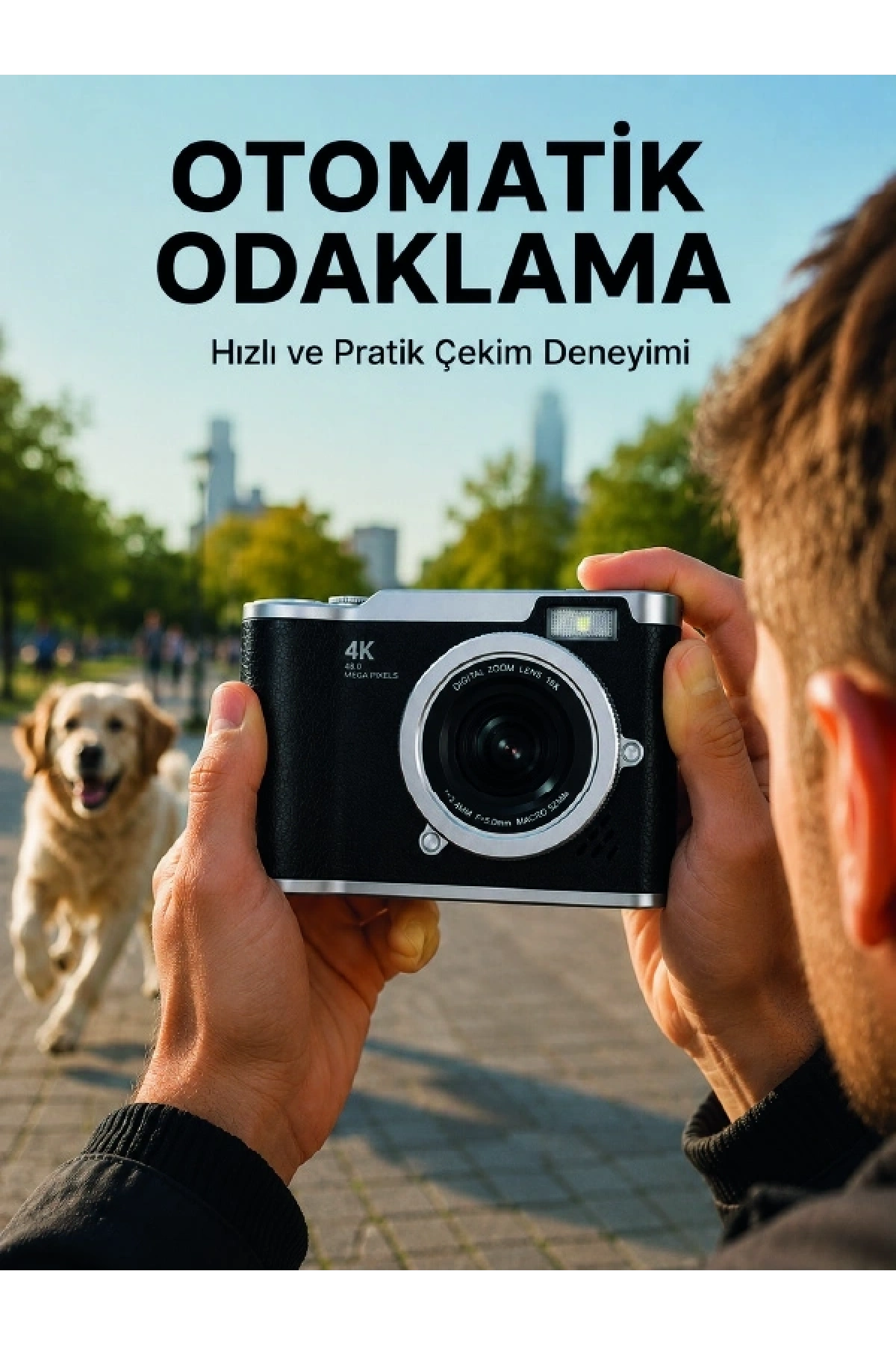 Otomatik Odaklamalı 4K Dijital Kamera 2.4 İnç HD Ekran
