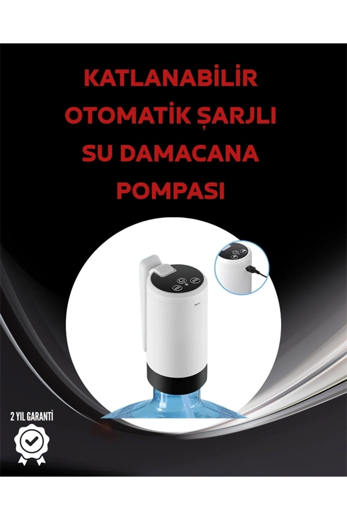 Otomatik Şarjlı Damacana Pompası Ev Ofis Kamp Kullanım