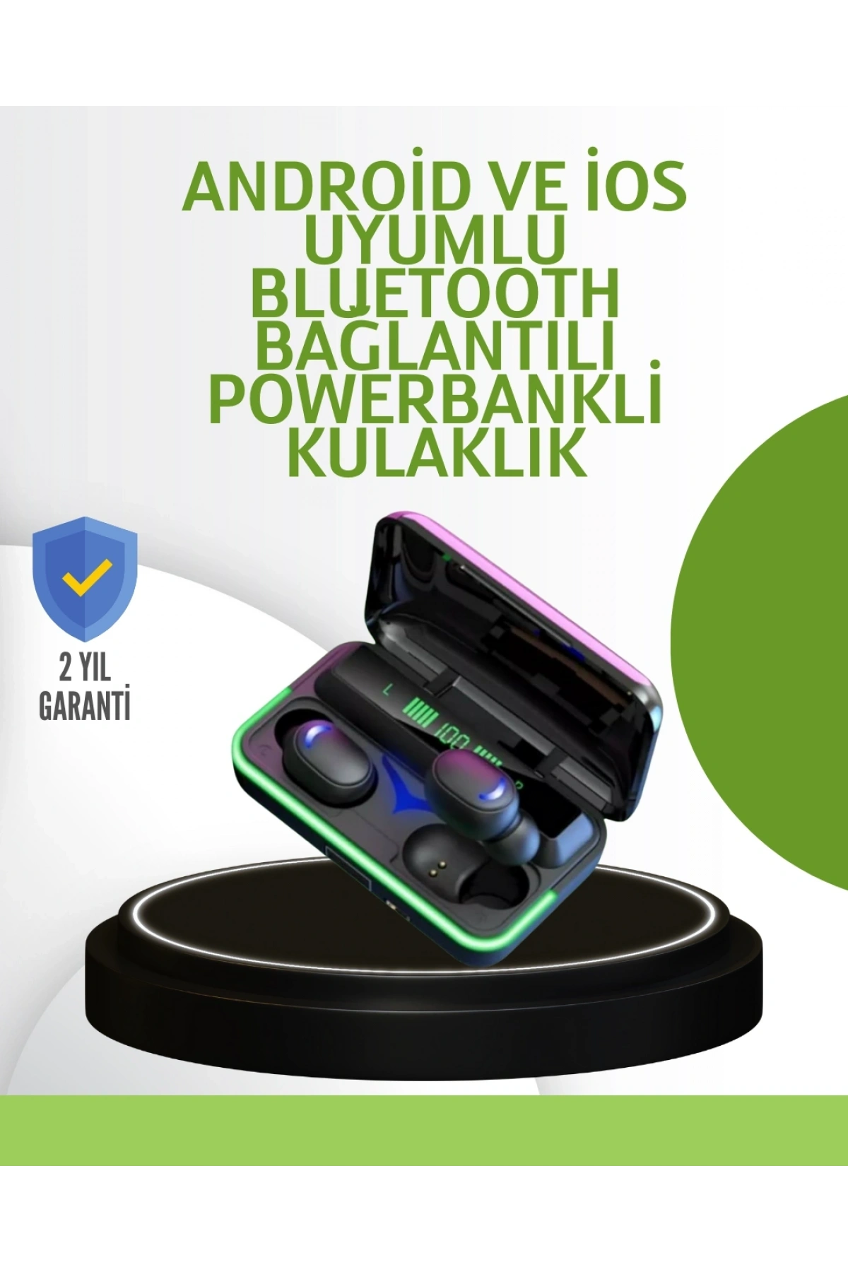 Oyun Modlu E10 Bluetooth Kulaklık Powerbank ve LED Ekranlı