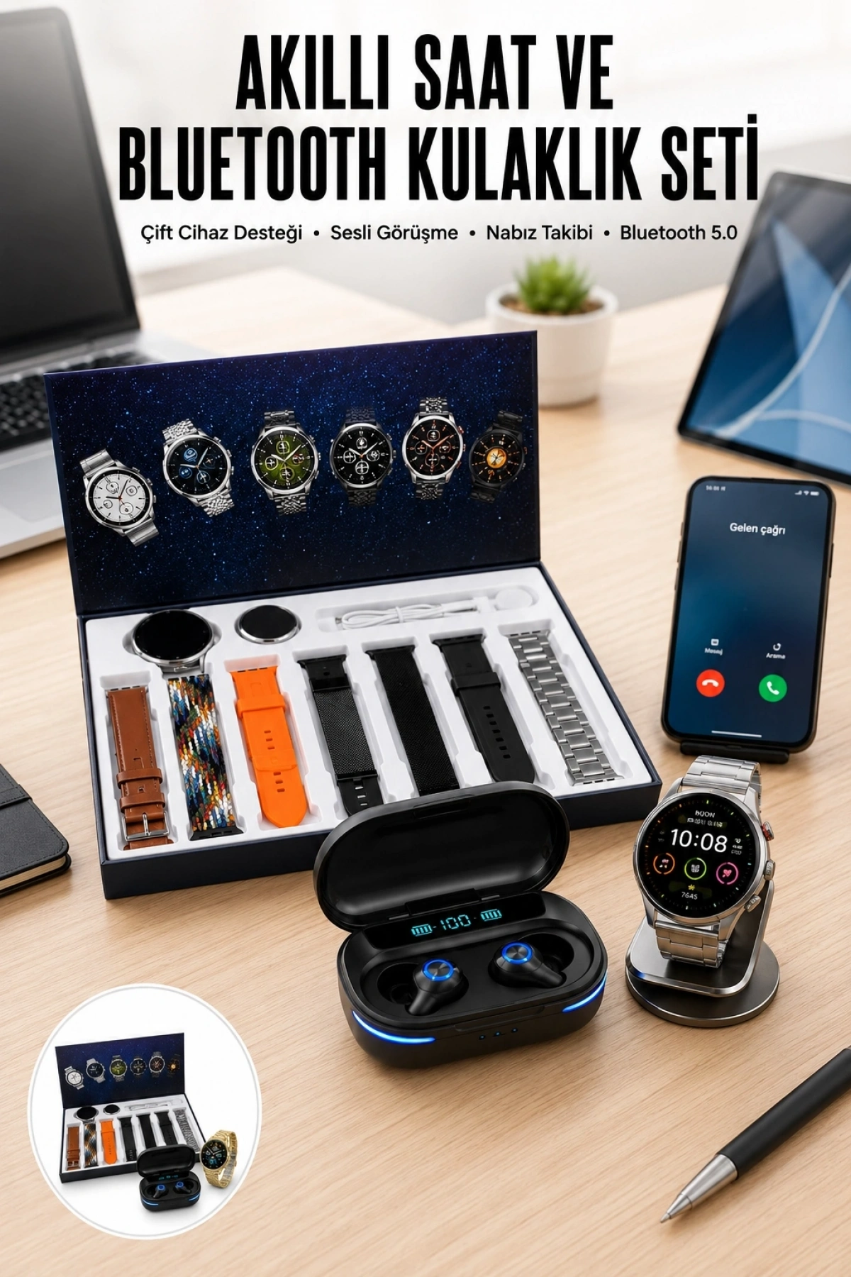 Oyuncu Seti Bluetooth Kulaklık Ucuz Kaliteli Yeni Nesil Akıllı Saat