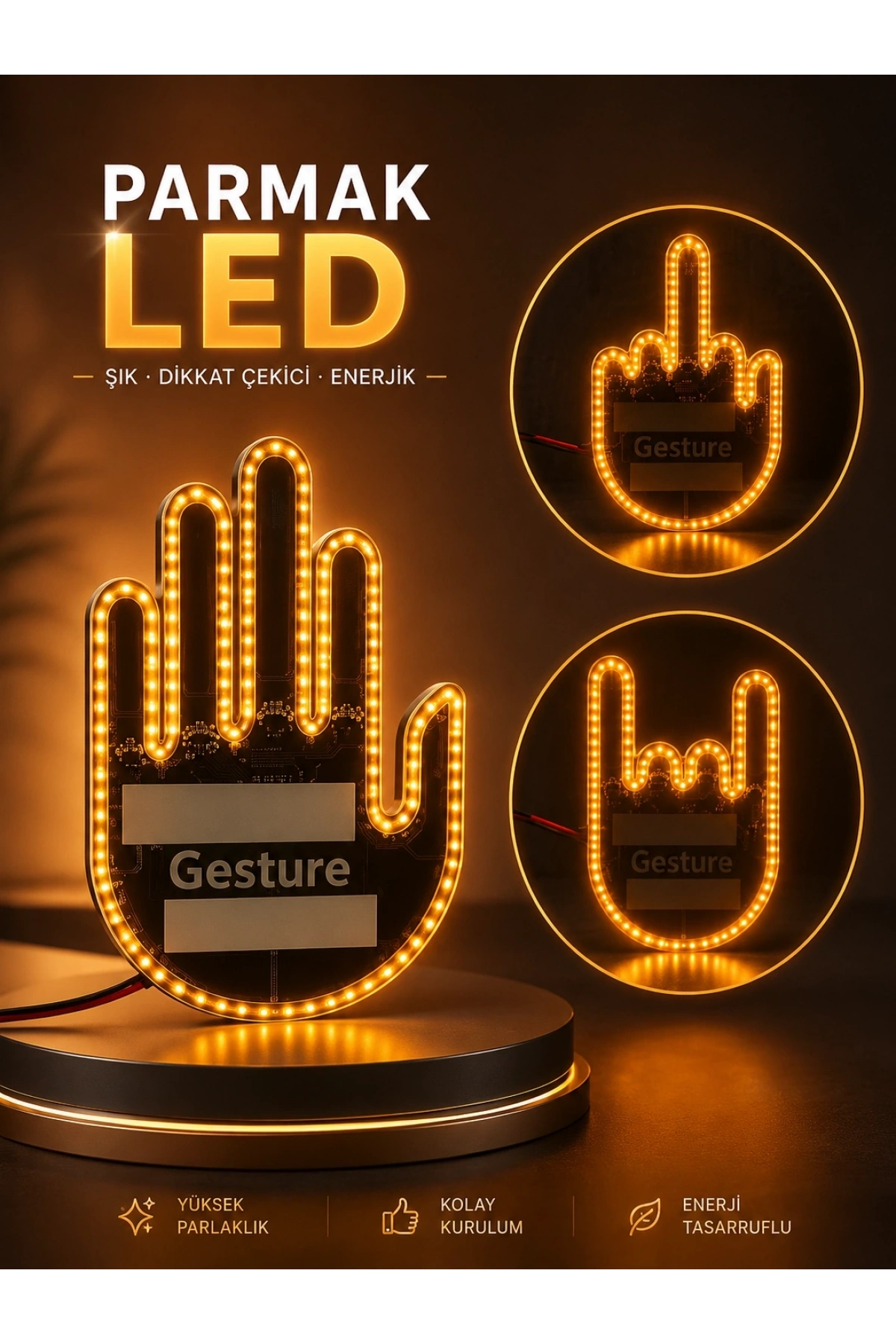 PARMAK LED AMBER RENKLİ IŞIK