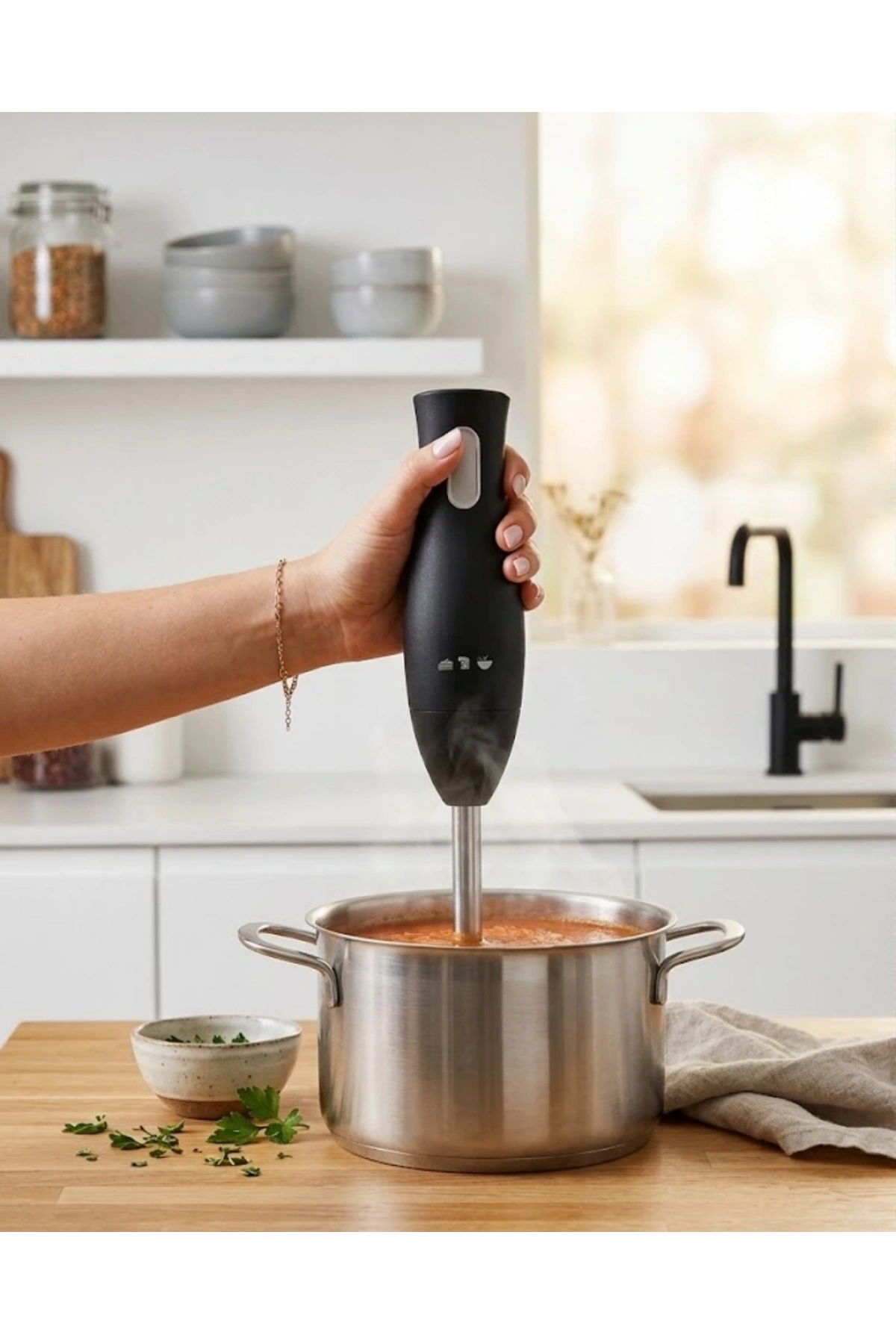 Paslanmaz Çelik Blender Ayağına Sahip Ergonomik El Blenderı