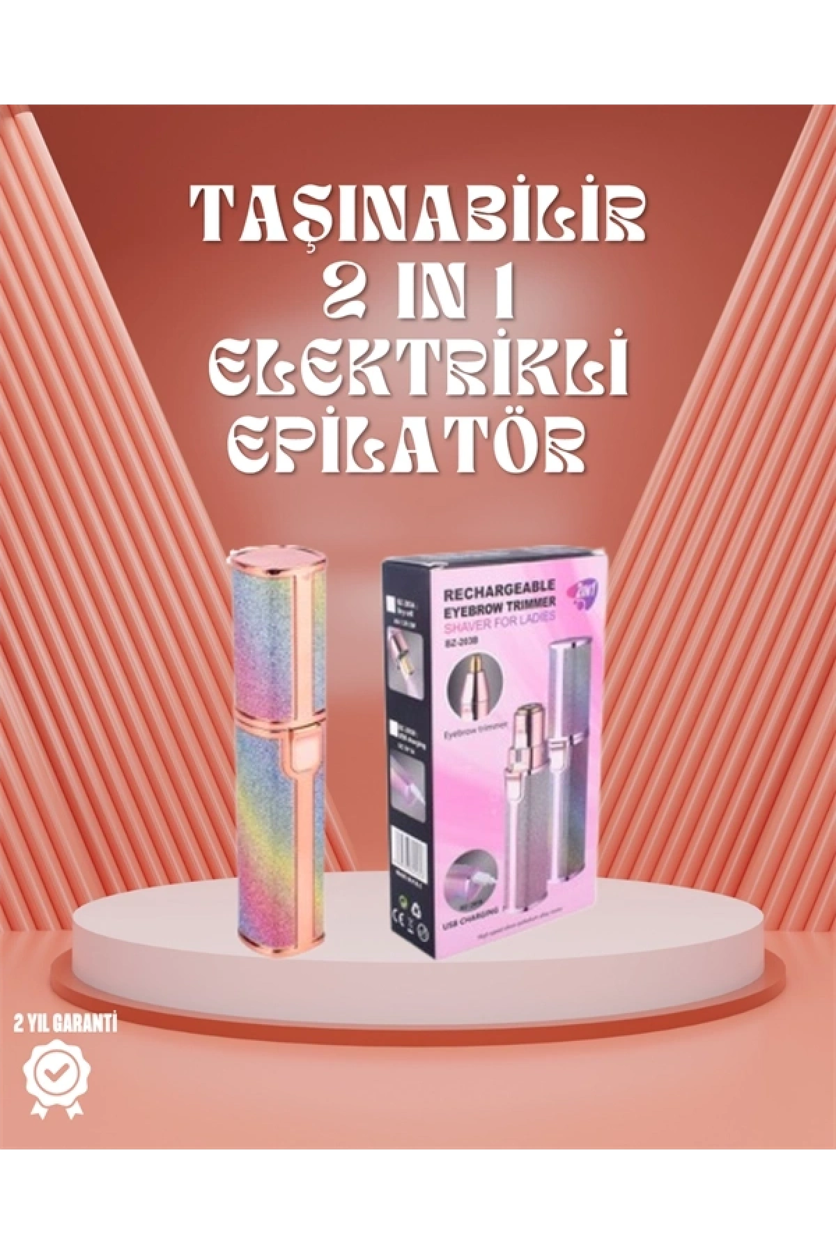 Paslanmaz Çelik lı USB Epilatör – Kaş, Üst Dudak ve Çene Tüy Temizleyici