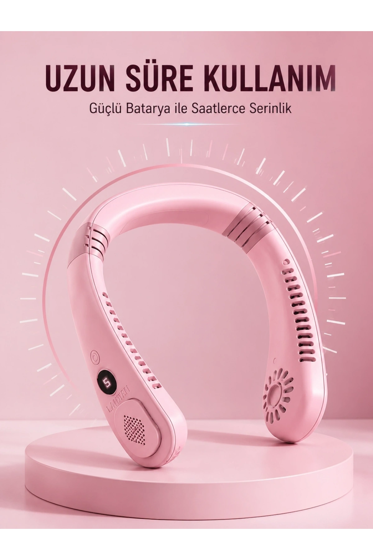Pembe Boyun Fanı Sessiz Çalışan USB Şarjlı Taşınabilir Kişisel Serinletici