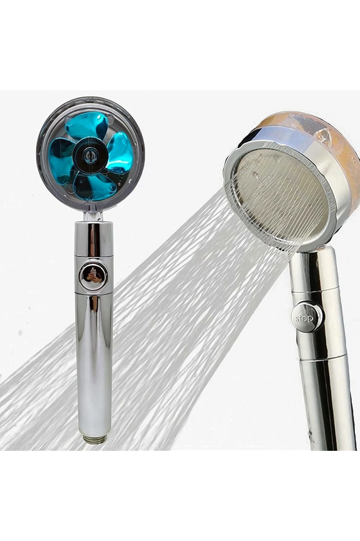 Pervaneli Duş Başlığı 360 Derece Dönebilen Aç Kapa Su Tasarruflu (5047)