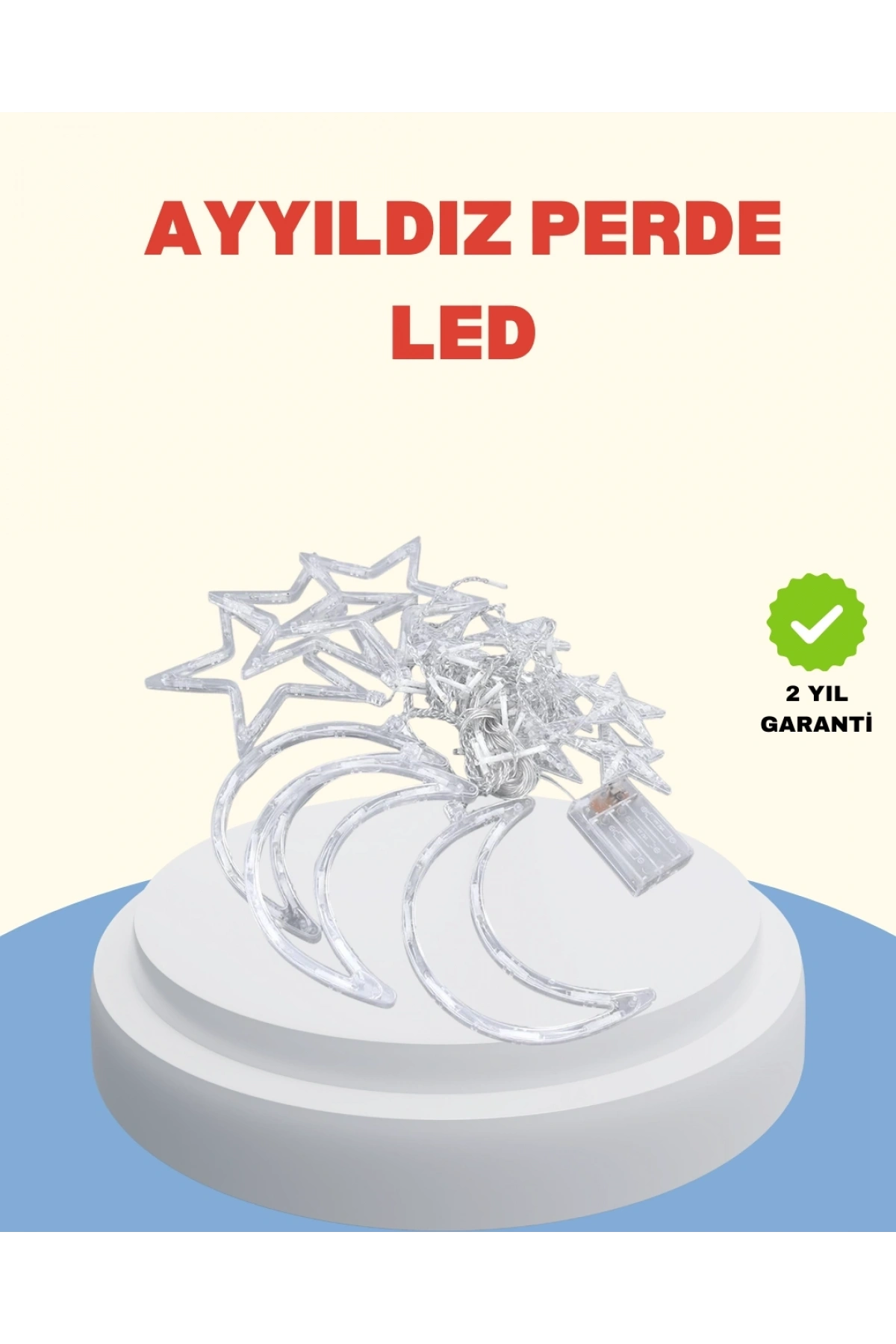 Pilli Çalışan Yıldız Ay Perde Led Işık 2 Modlu Dekorasyon