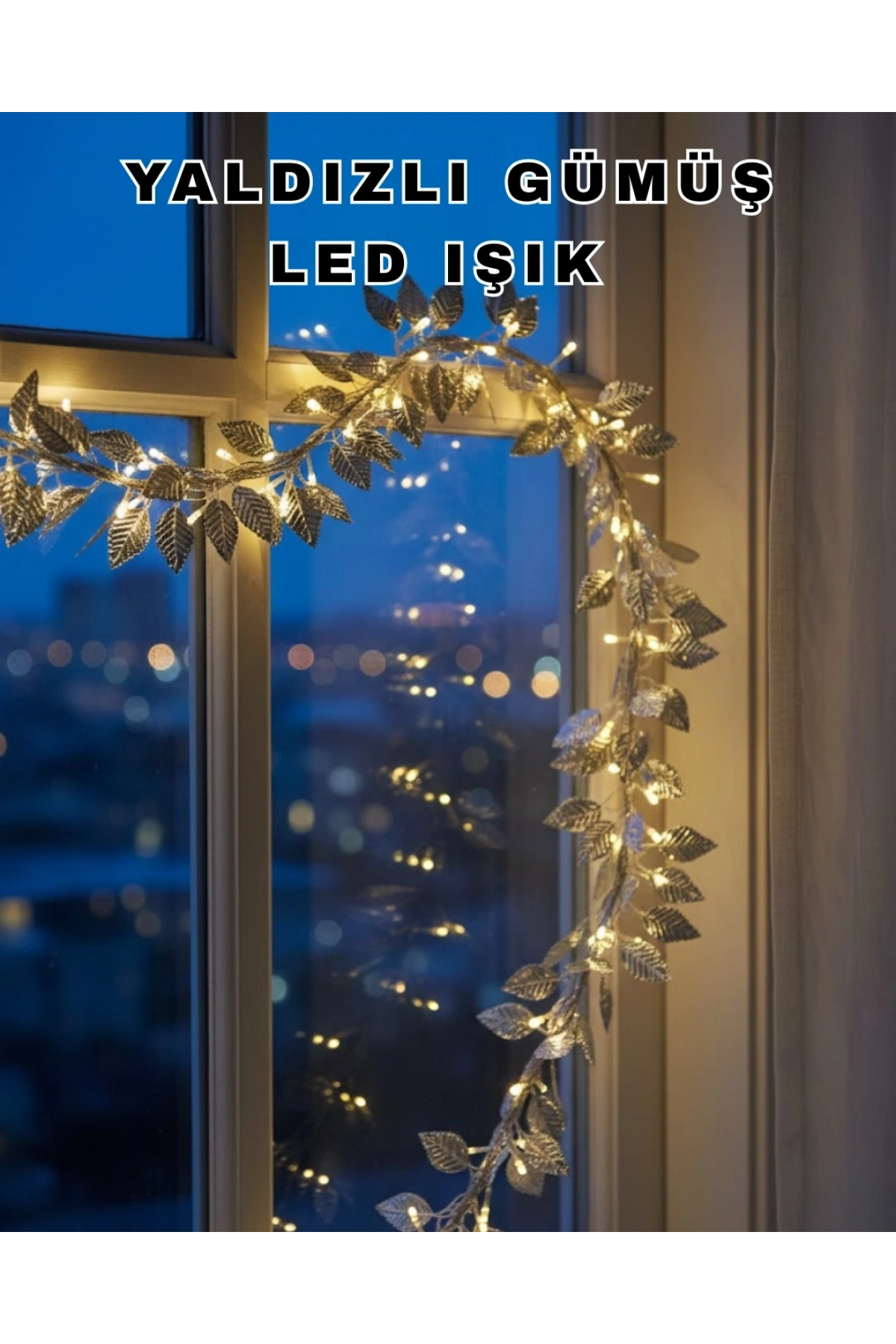 Pilli Gümüş Yaprak LED Işık Ev İçi ve Yılbaşı Dekor Aydınlatması
