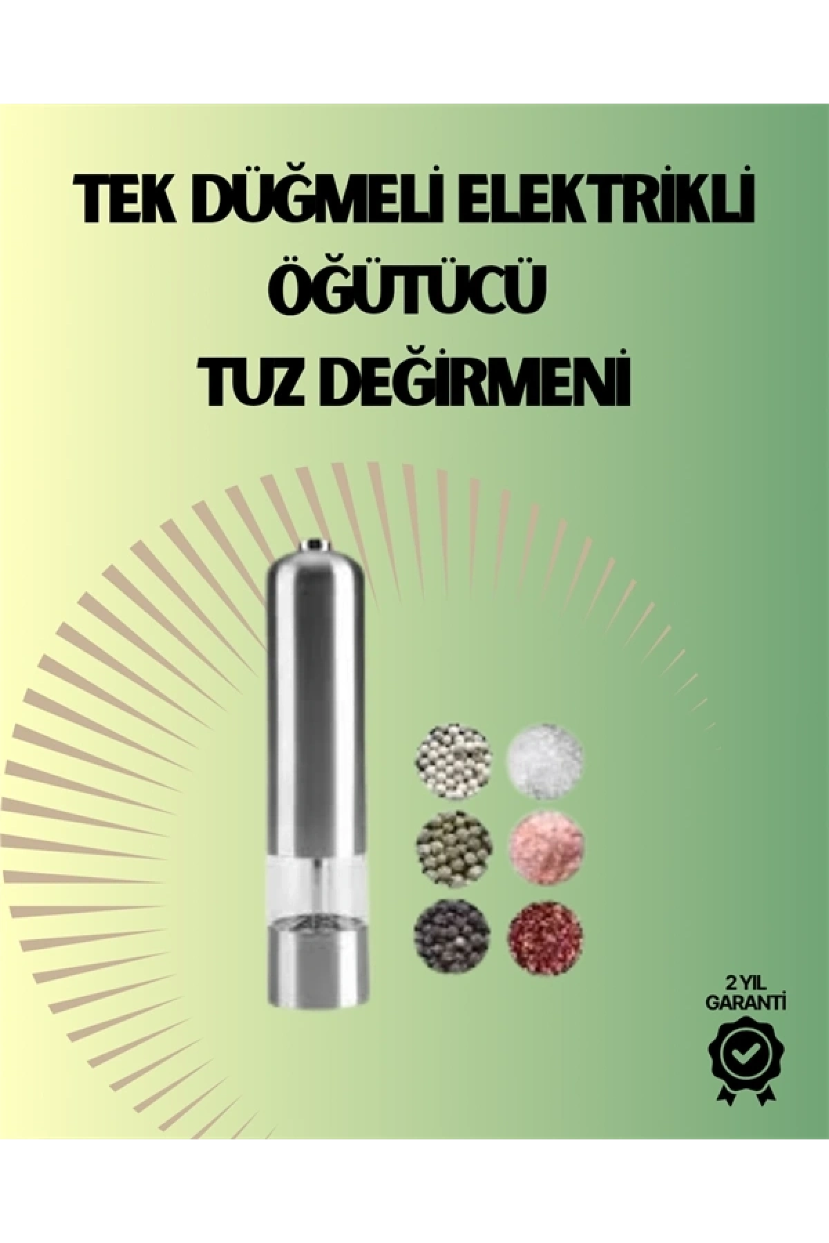 Pilli Otomatik Baharat Değirmeni Gıda Sınıfı Çelik Sessiz Öğütücü Alet