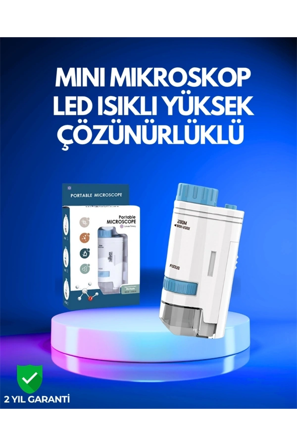 PMMA Optik Lensli Kompakt Taşınabilir Mikroskop