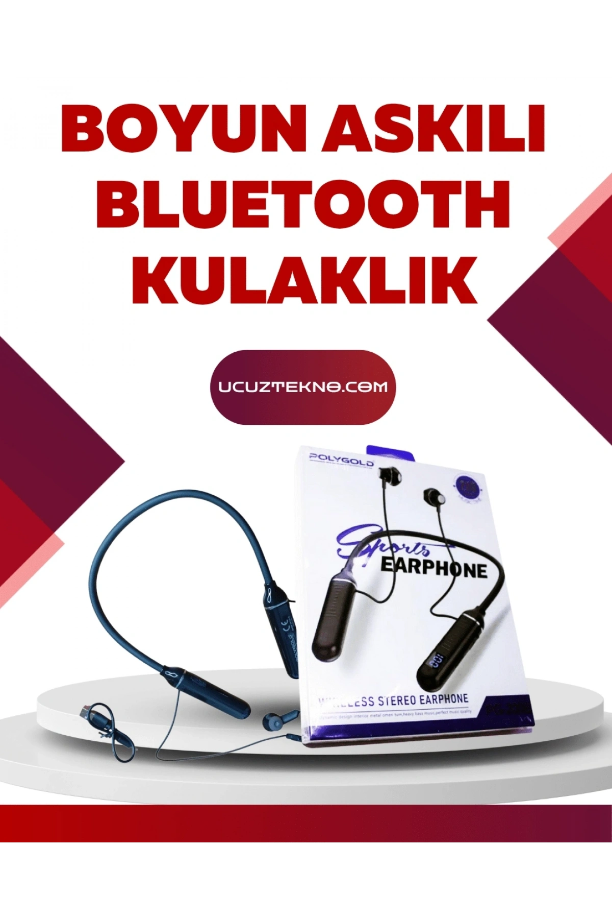 Polygold PG-100 Bluetooth Kulaklık – Ergonomik Boyun Bantlı Tasarım, Net Ses ve Konfor