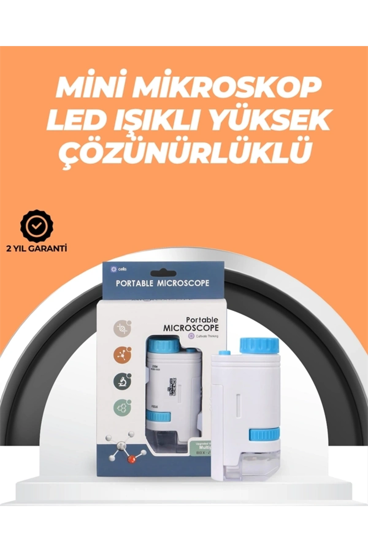 Portatif El Mikroskop – LED Işıklı, Aynı Anda Net Odaklama