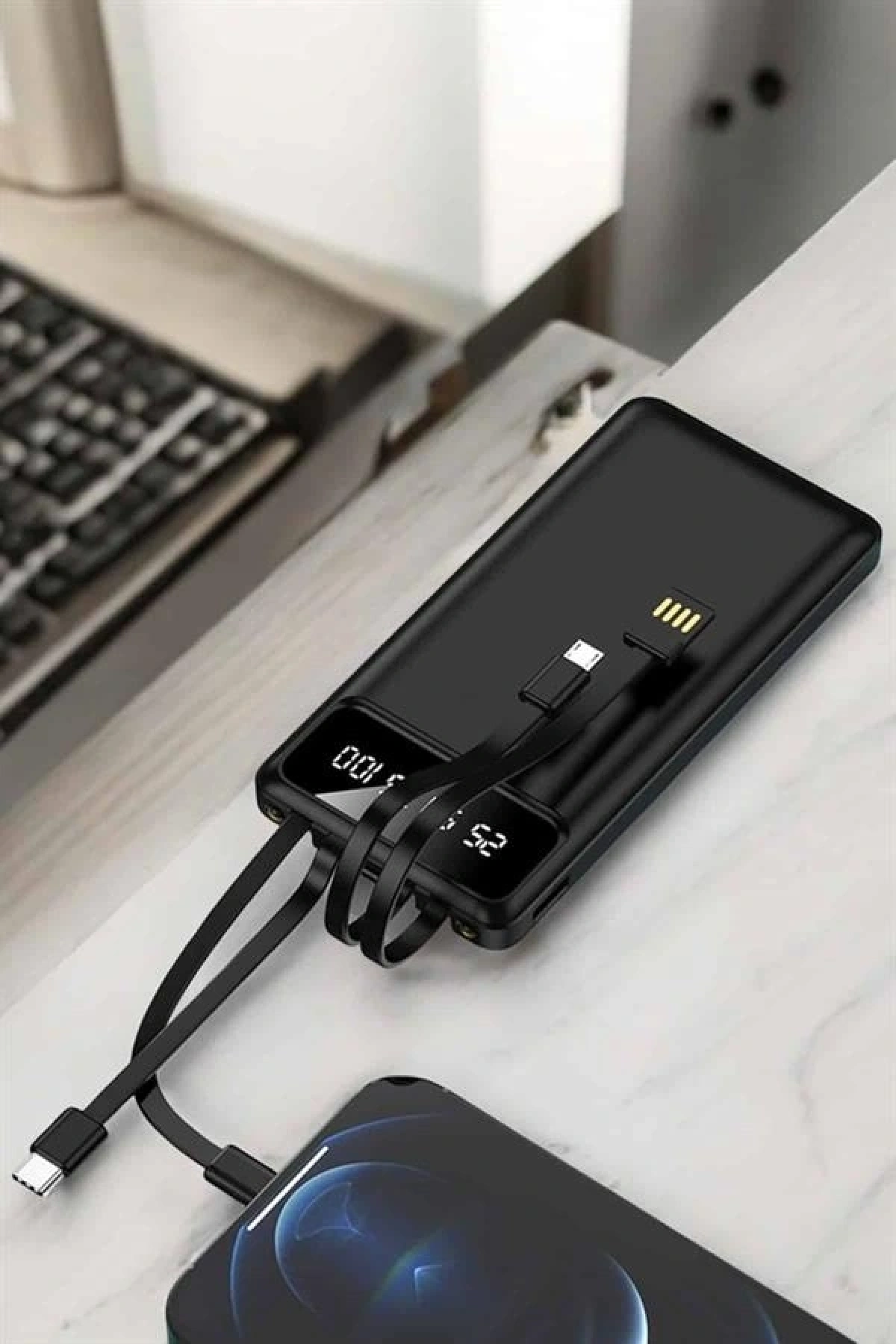 Powerbank 20.000 Mah LCD Ekran USB Lightning Type-C Uyumlu İOS ve Android