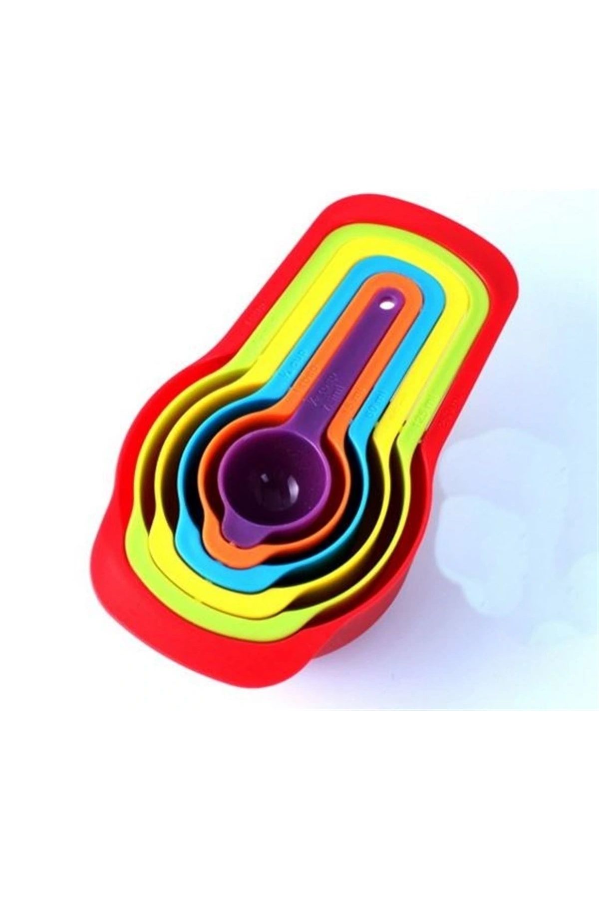 Pratik Ölçü Kaşığı Kabı 5'li Şeker Baharat Sıvı Ölçer Aparat (5047)